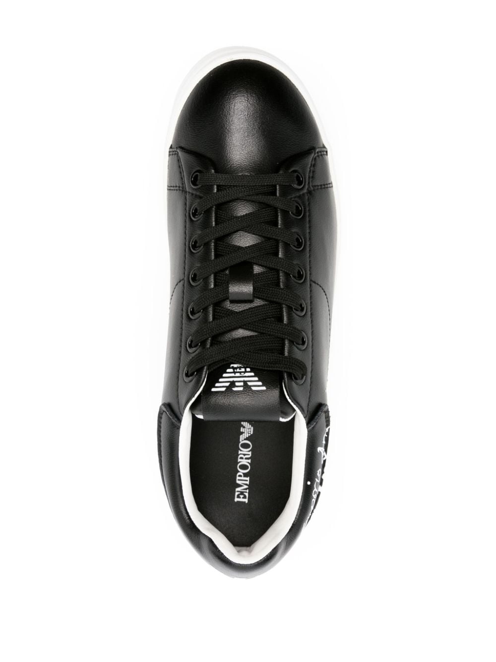 calligraphy-print leather sneakers - 4