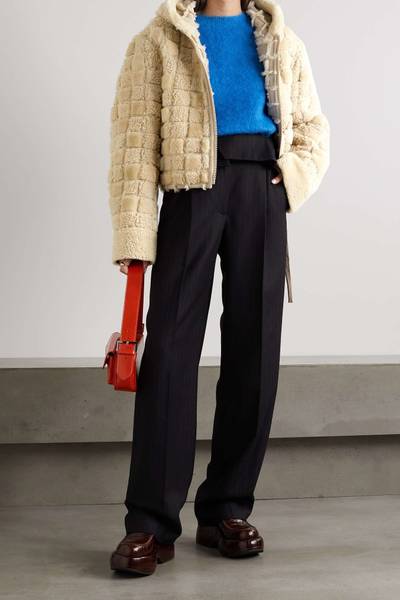 Acne Studios Cropped shearling hooded jacket outlook