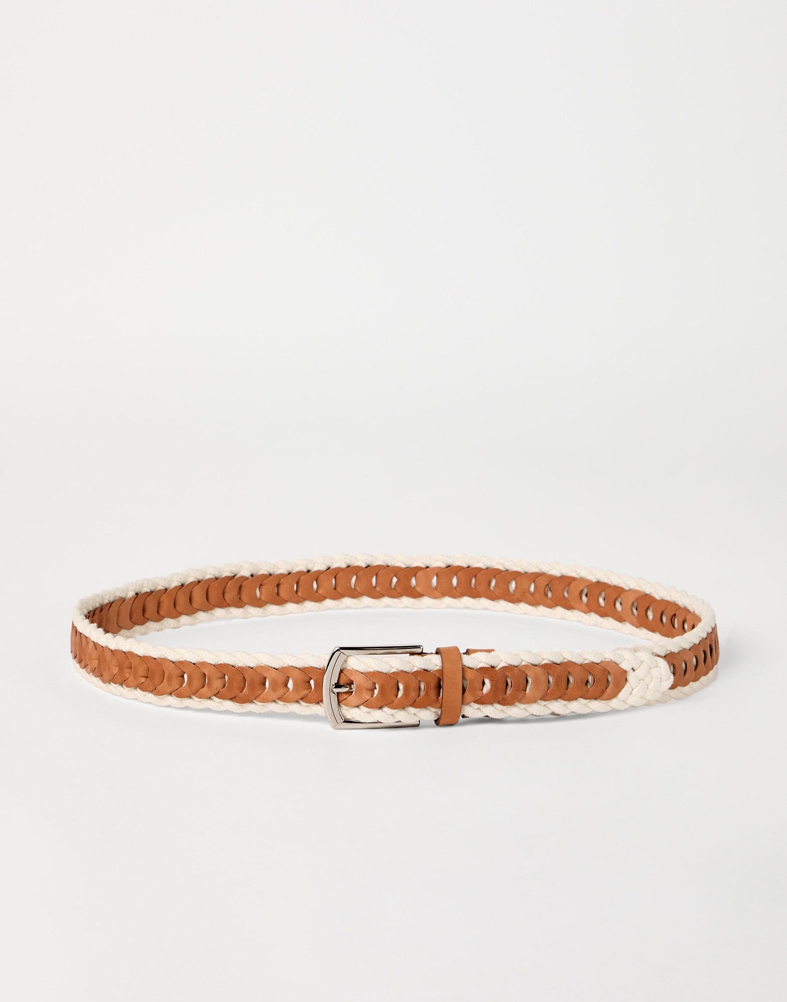 Braided leather and canvas belt - 1