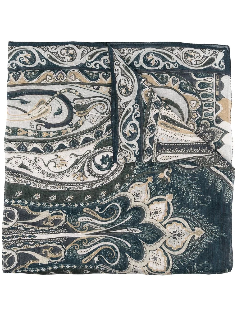 paisley-print linen-blend scarf - 1