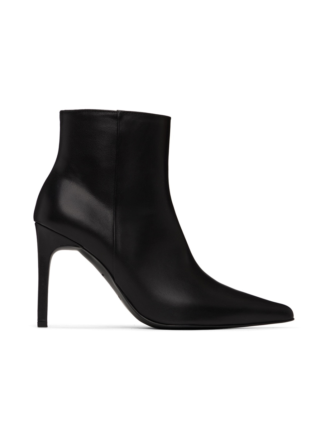 Black Leather Stiletto Boots - 1
