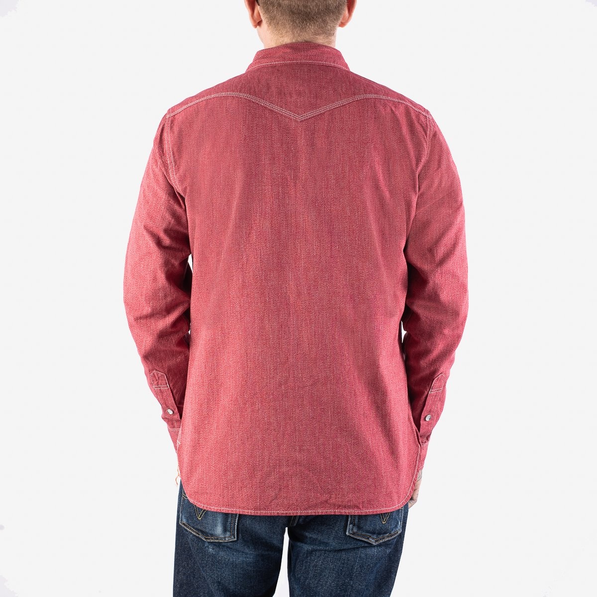 IHSH-289-RED 10oz Mock Twist Selvedge Chambray Western Shirt - Red 'The Salt and Cayenne' - 3