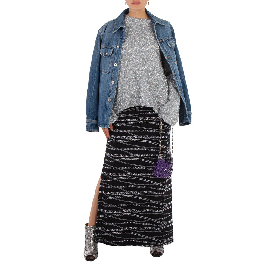 Rabanne All Over Chain Print Midi Skirt - 5
