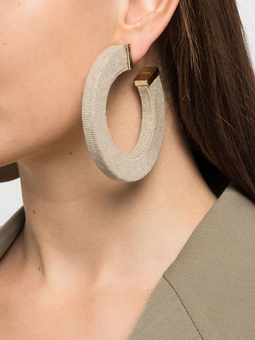 large fabric hoop earrings - 2