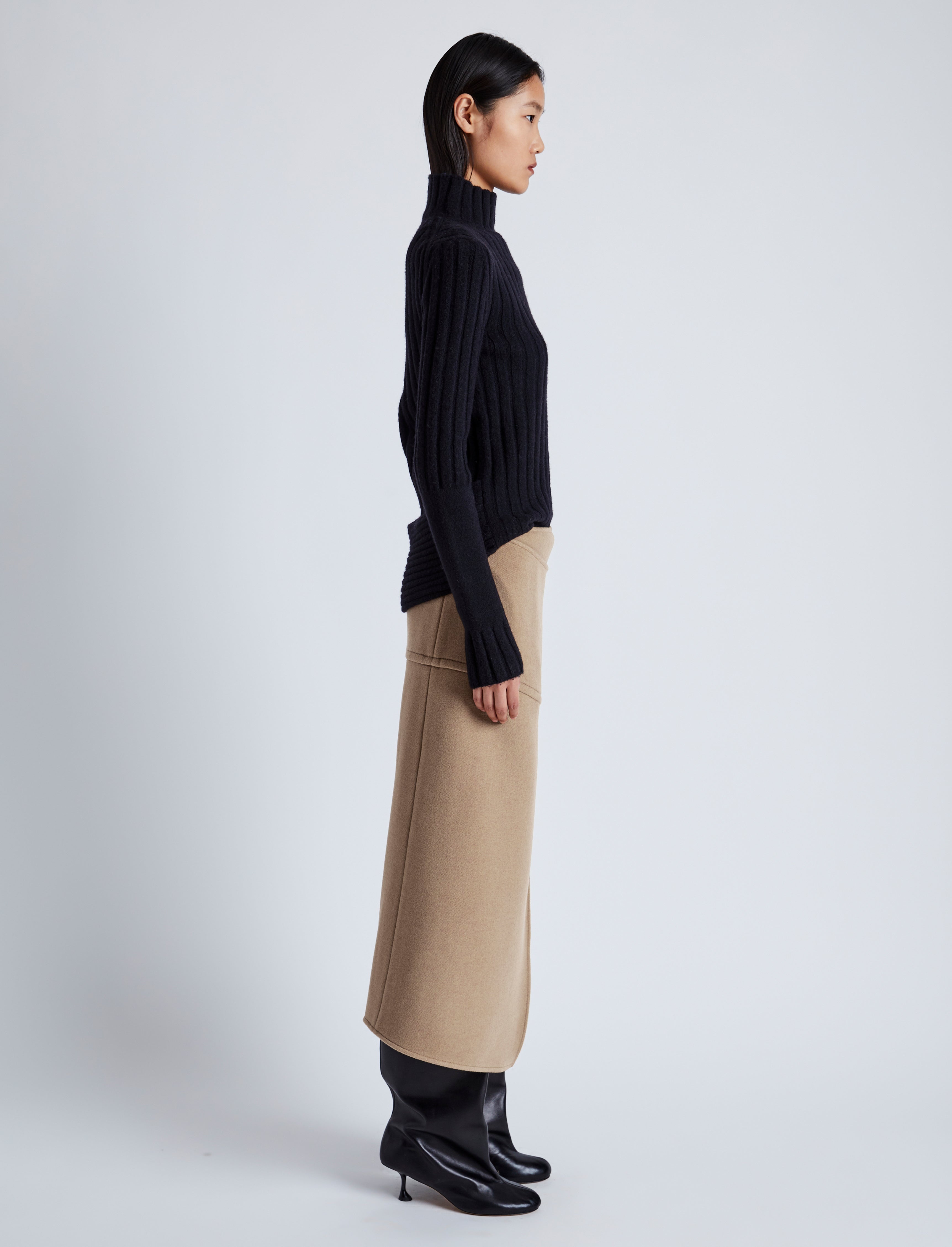 Aida Skirt in Brushed Melange Wool - 3