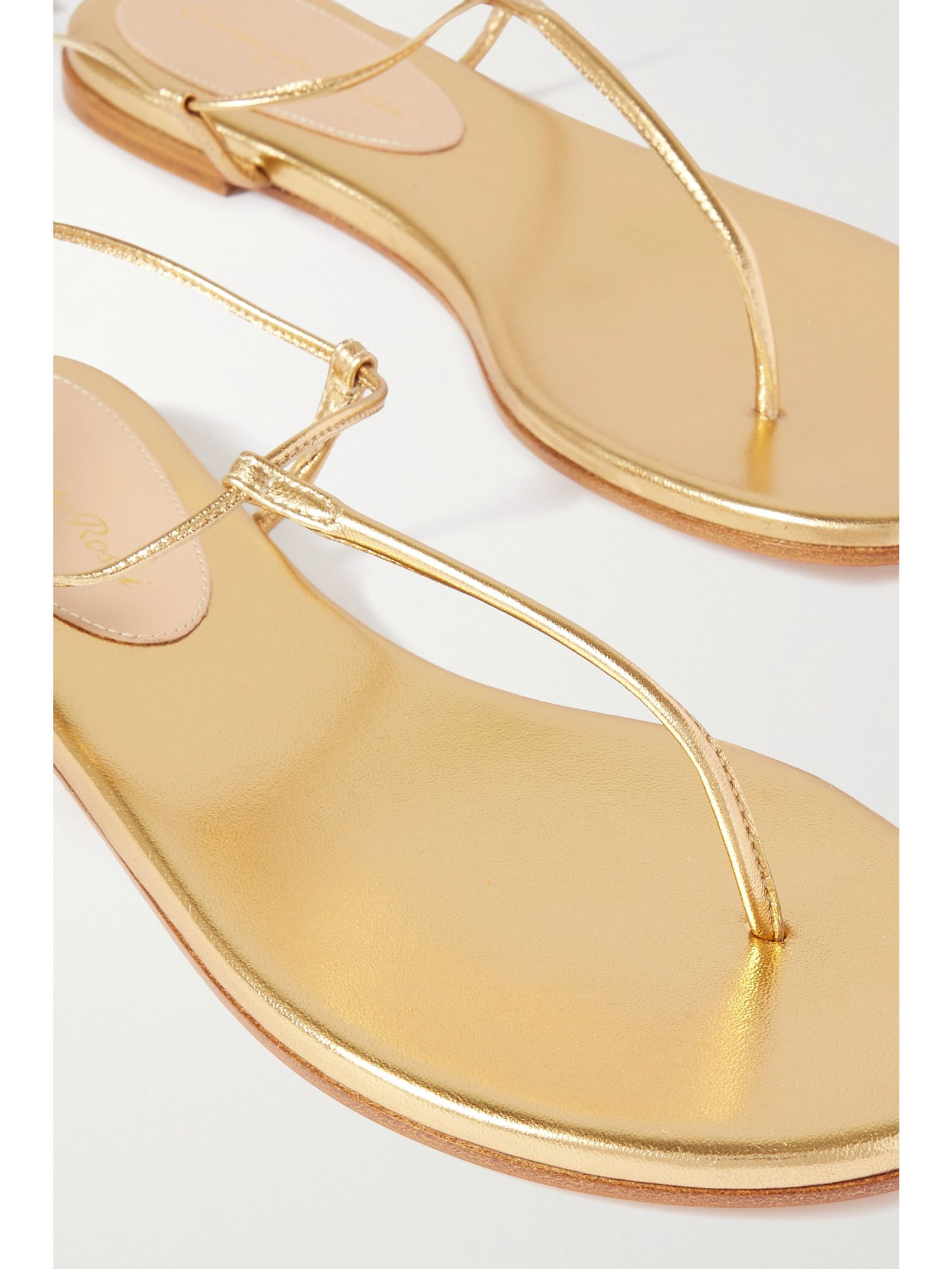 Gwyneth metallic leather sandals Gold - 4