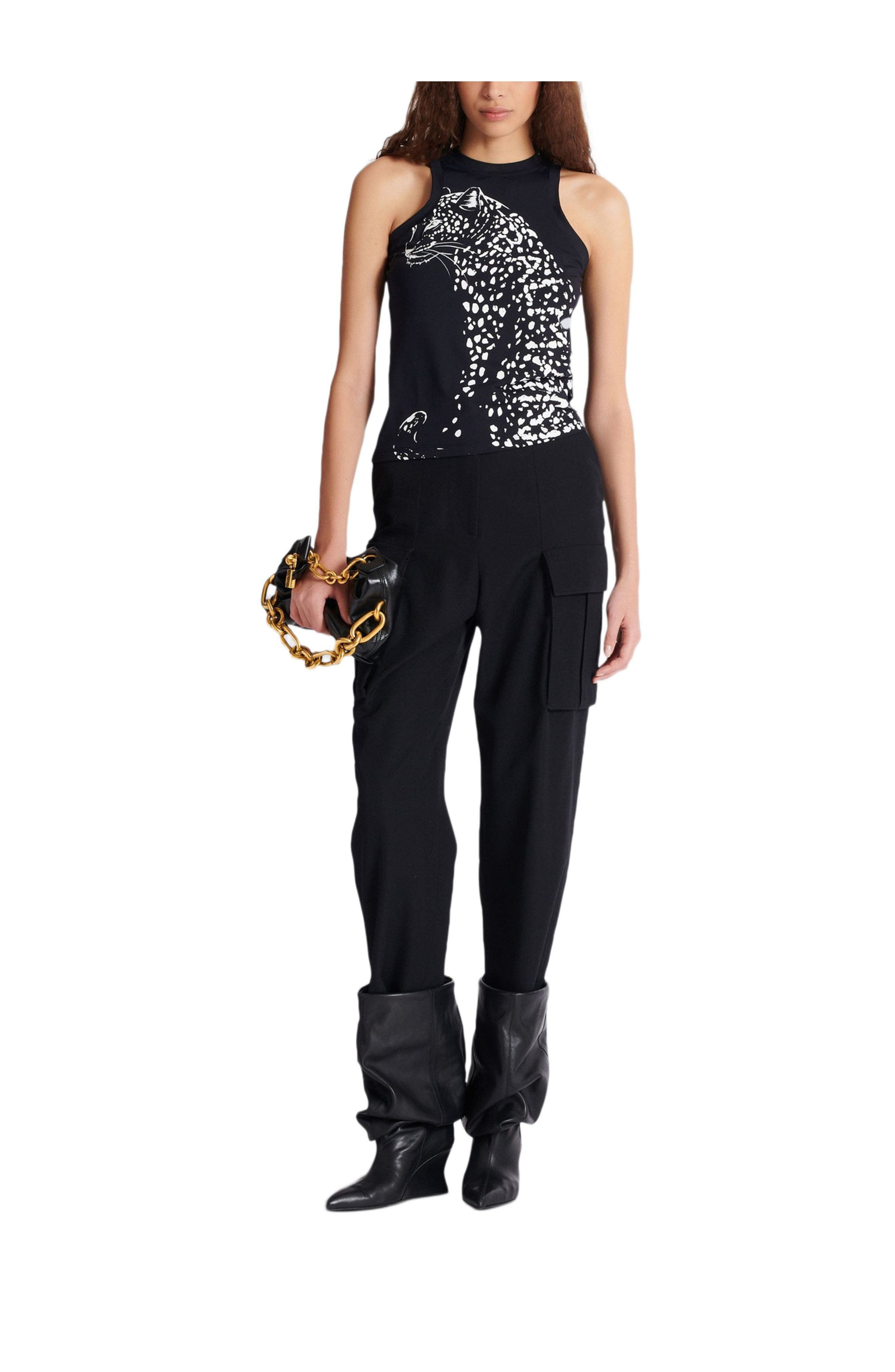Balmain Leopard print tank top in Black at Nordstrom - 2