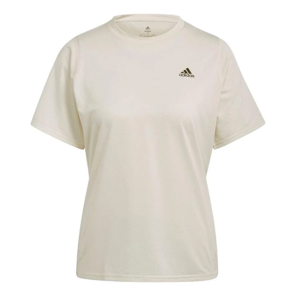 (WMNS) adidas Aeroready Running Logo T-Shirt 'Beige' HB9355 - 1