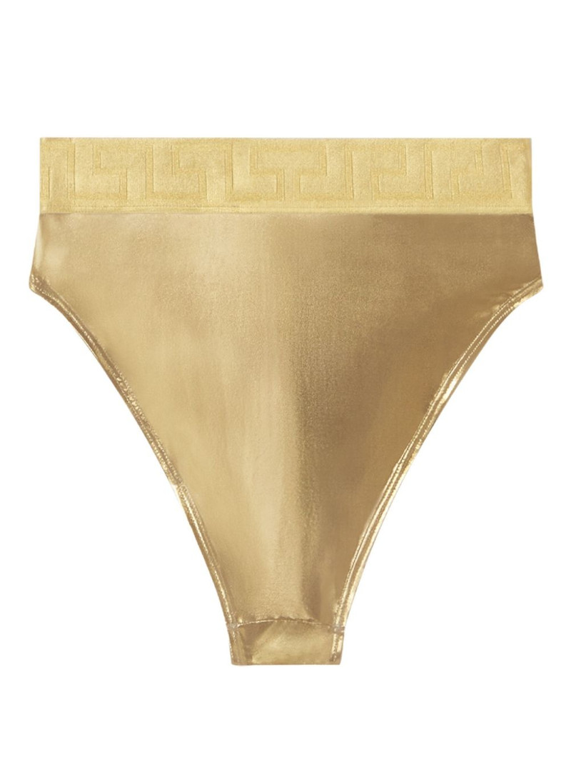 VERSACE Greca Border metallic bikini bottoms outlook