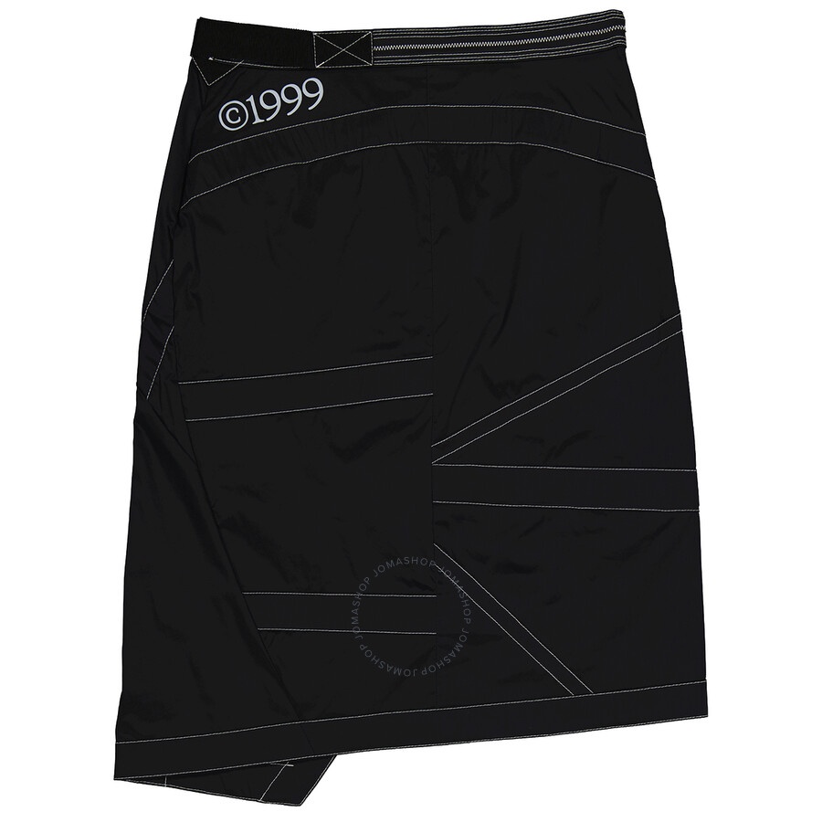 Off-White Side-Vent Asymmetric Skirt in Black White - 2