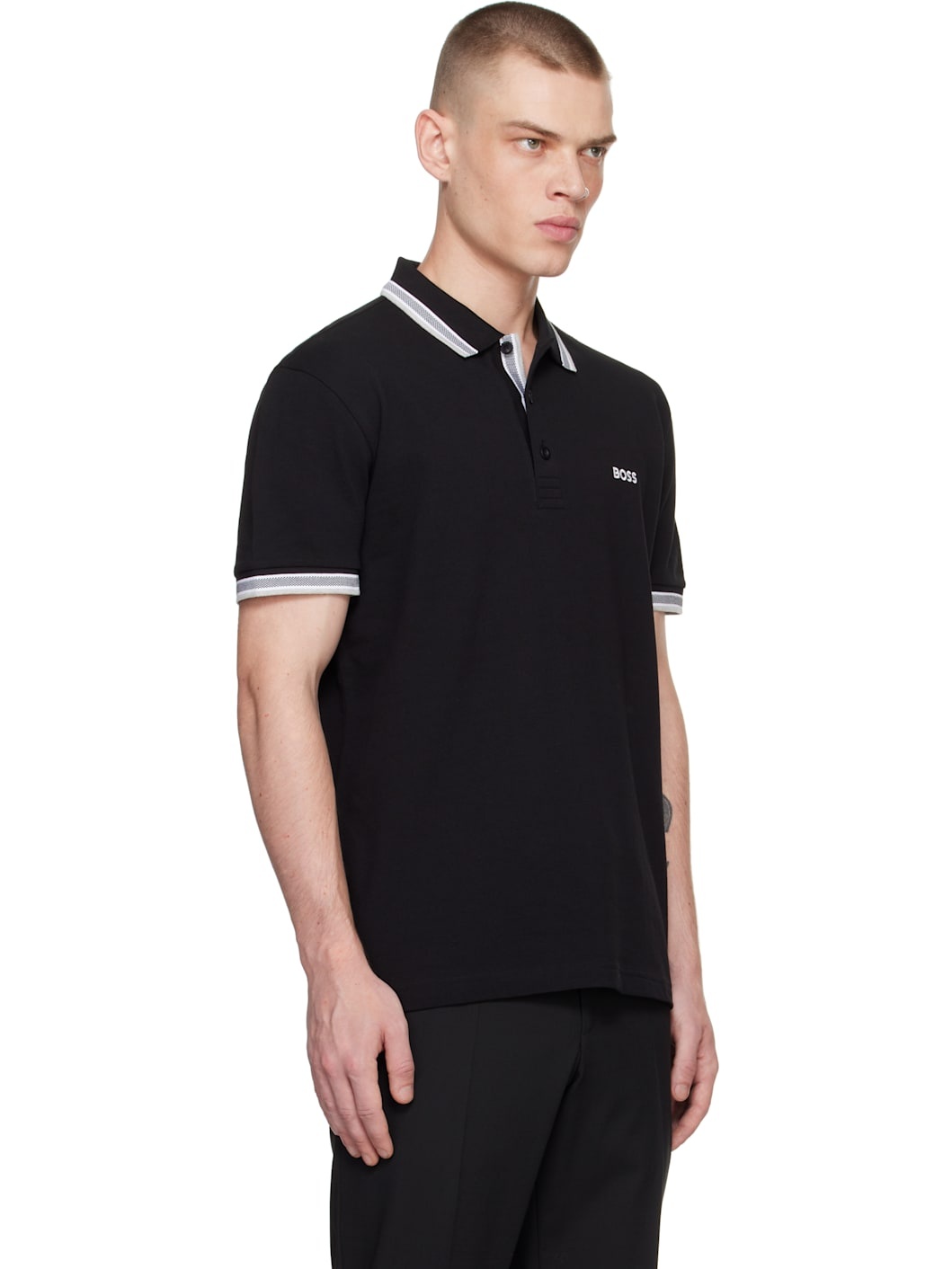 Black Contrast Logo Polo - 2