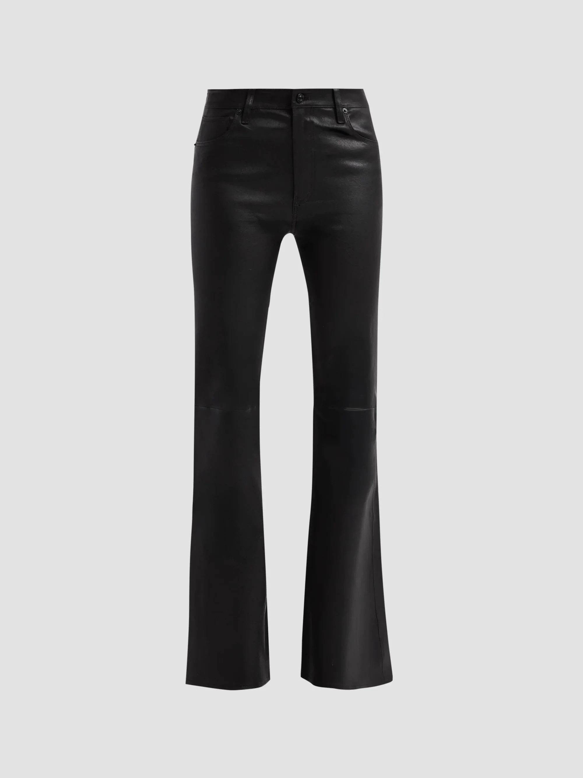 Women's Leather Flared Pants - Black - 1