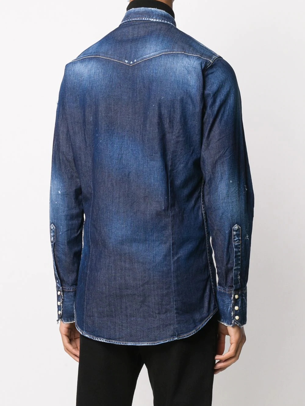 distressed details denim shirt - 4