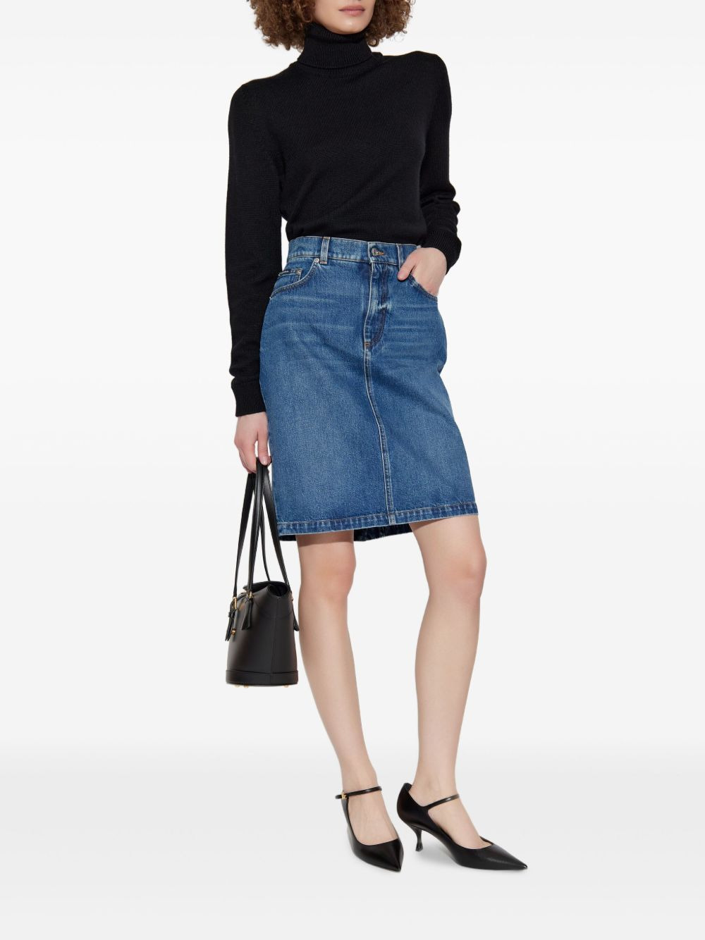 logo-plaque denim mini skirt - 2