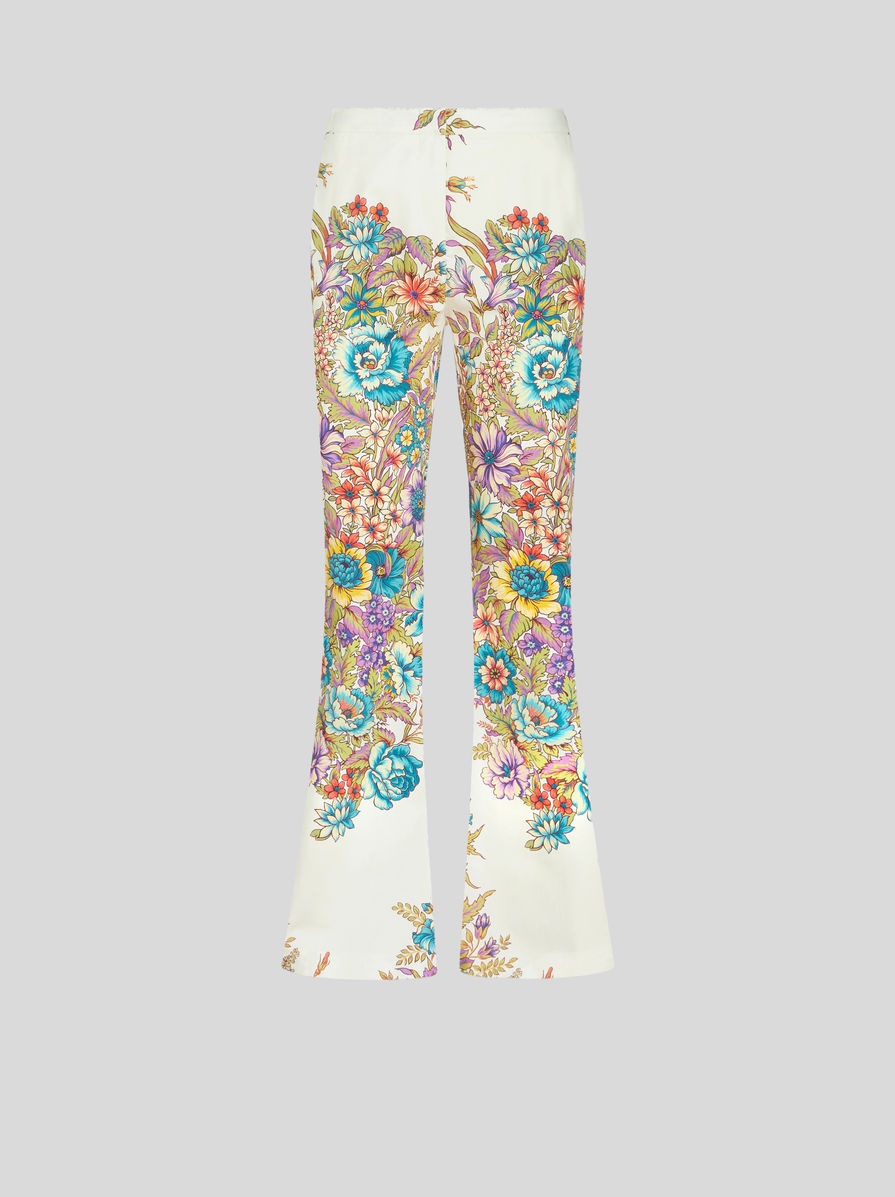 TROUSERS WITH MULTICOLOURED BOUQUET PRINT - 1