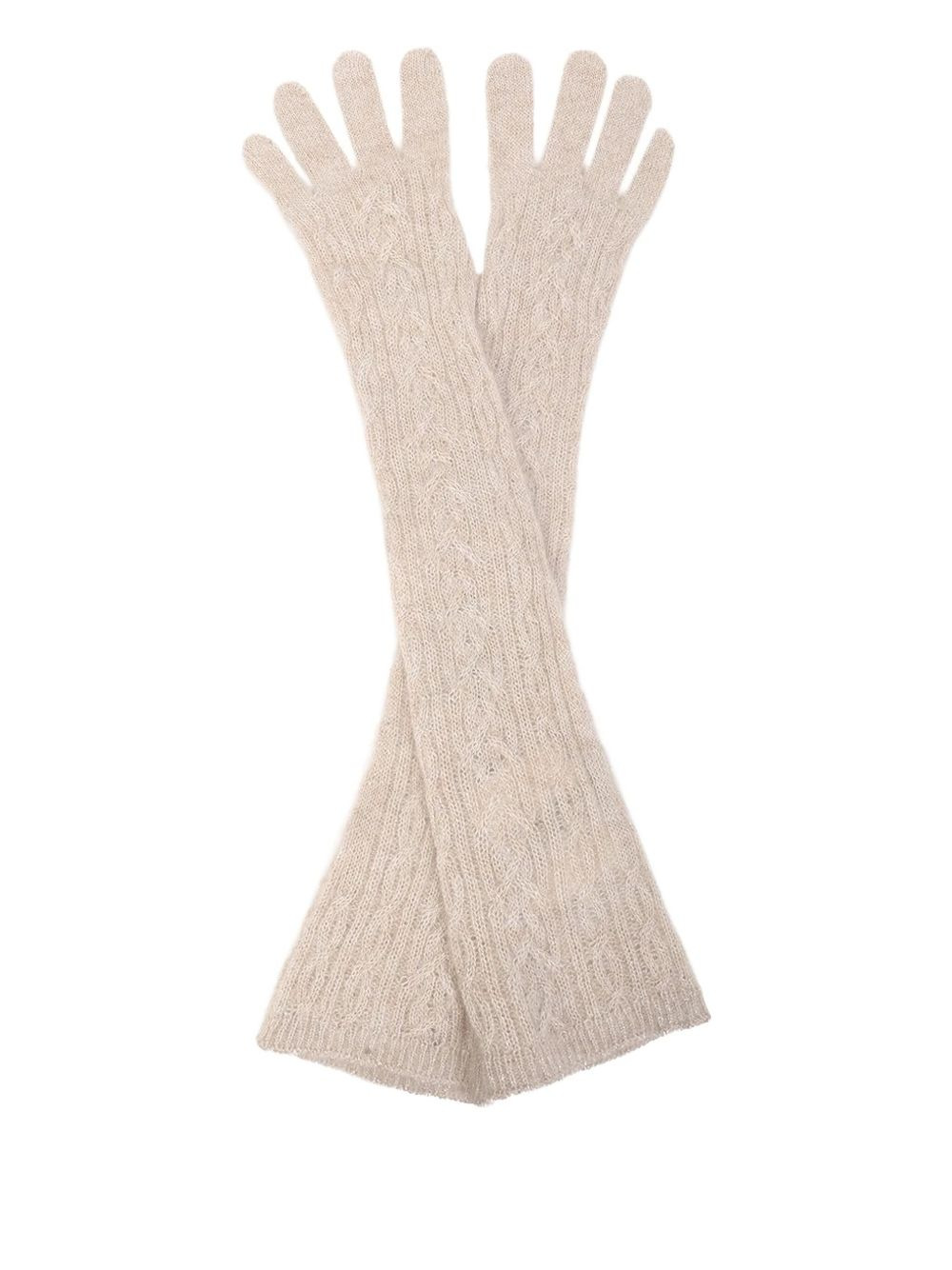 cable-knit long gloves - 1