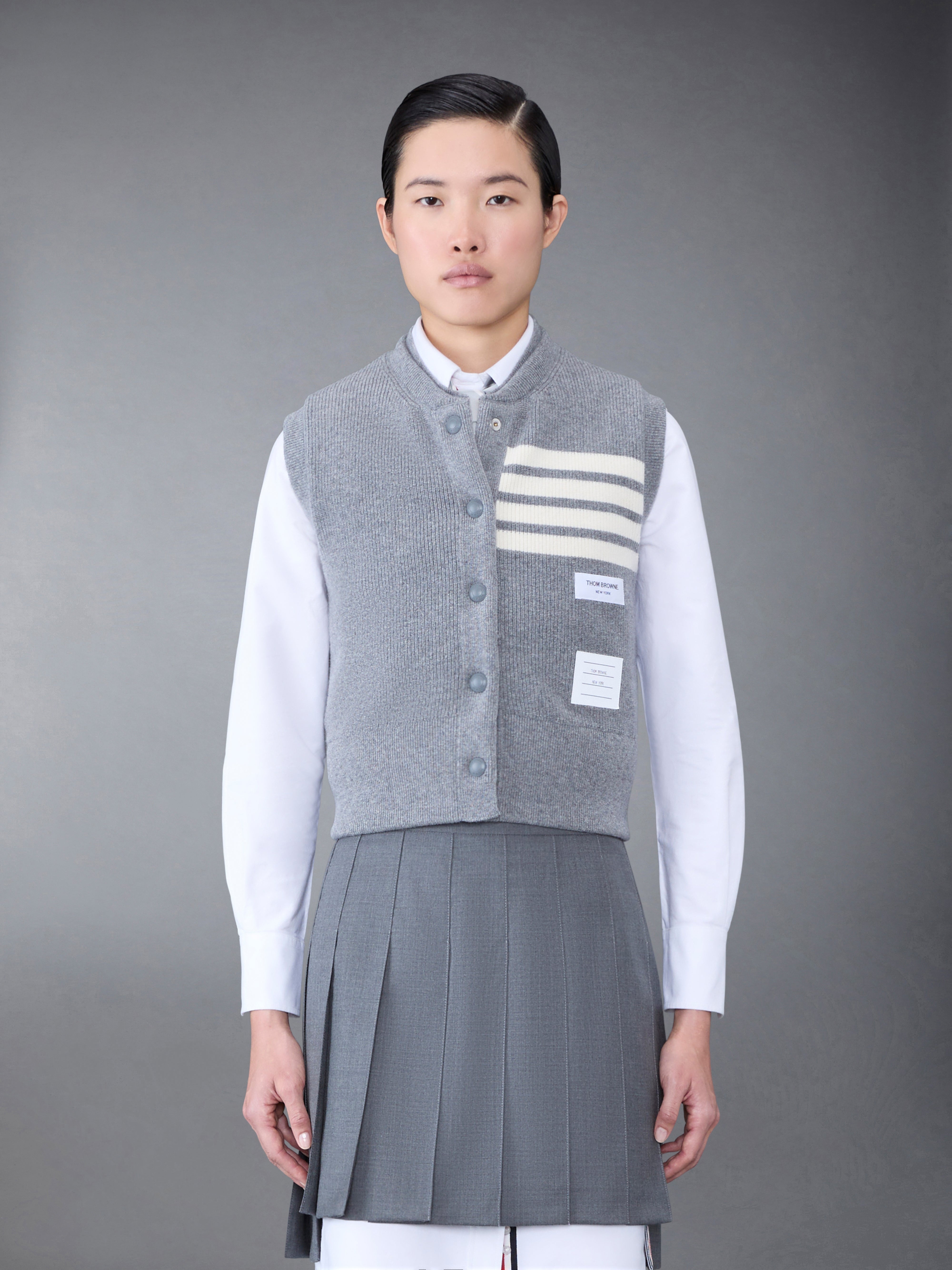FINE MERINO AND JERSEY REVERSIBLE DOWN 4-BAR VEST - 4