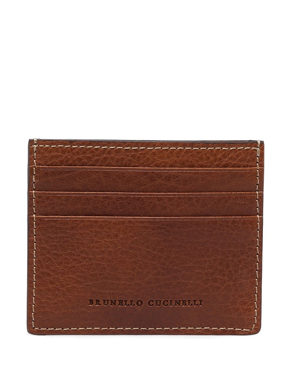 logo-embossed leather cardholder - 1