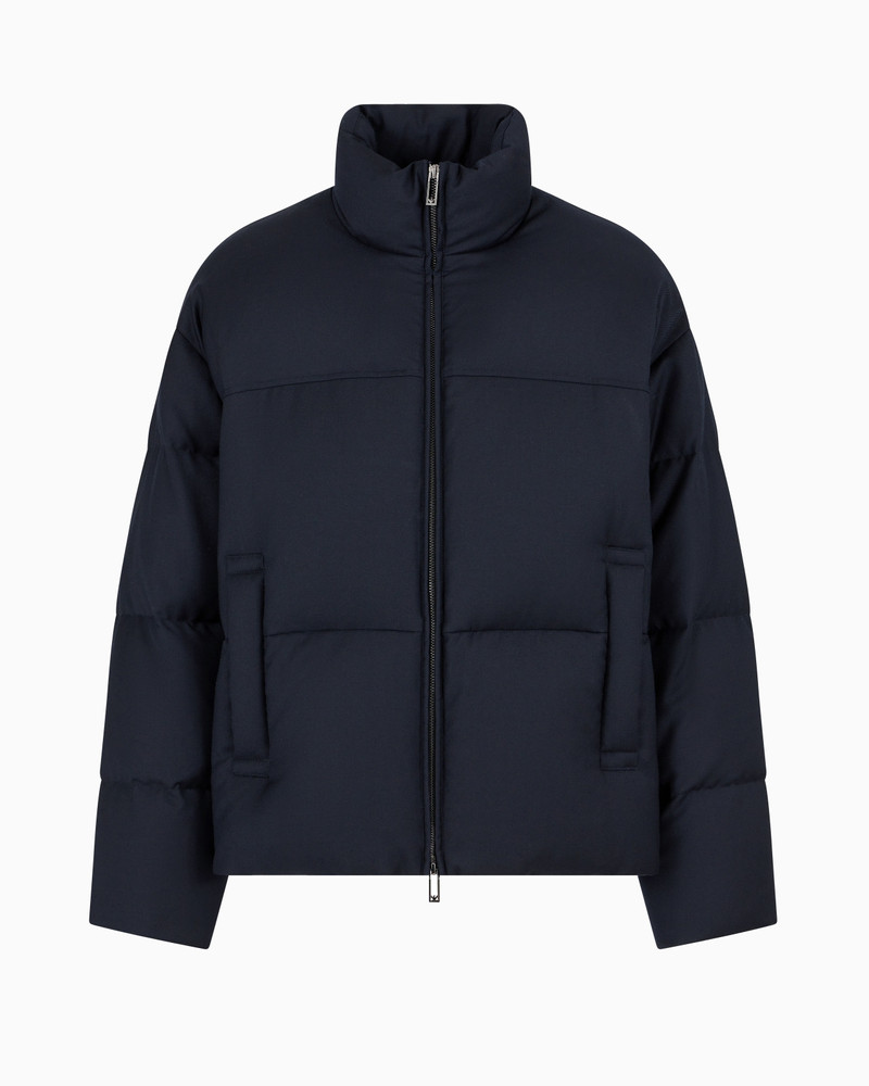 FULL-ZIP DOWN JACKET IN A QUILTED WOOL-BLEND TWILL 1