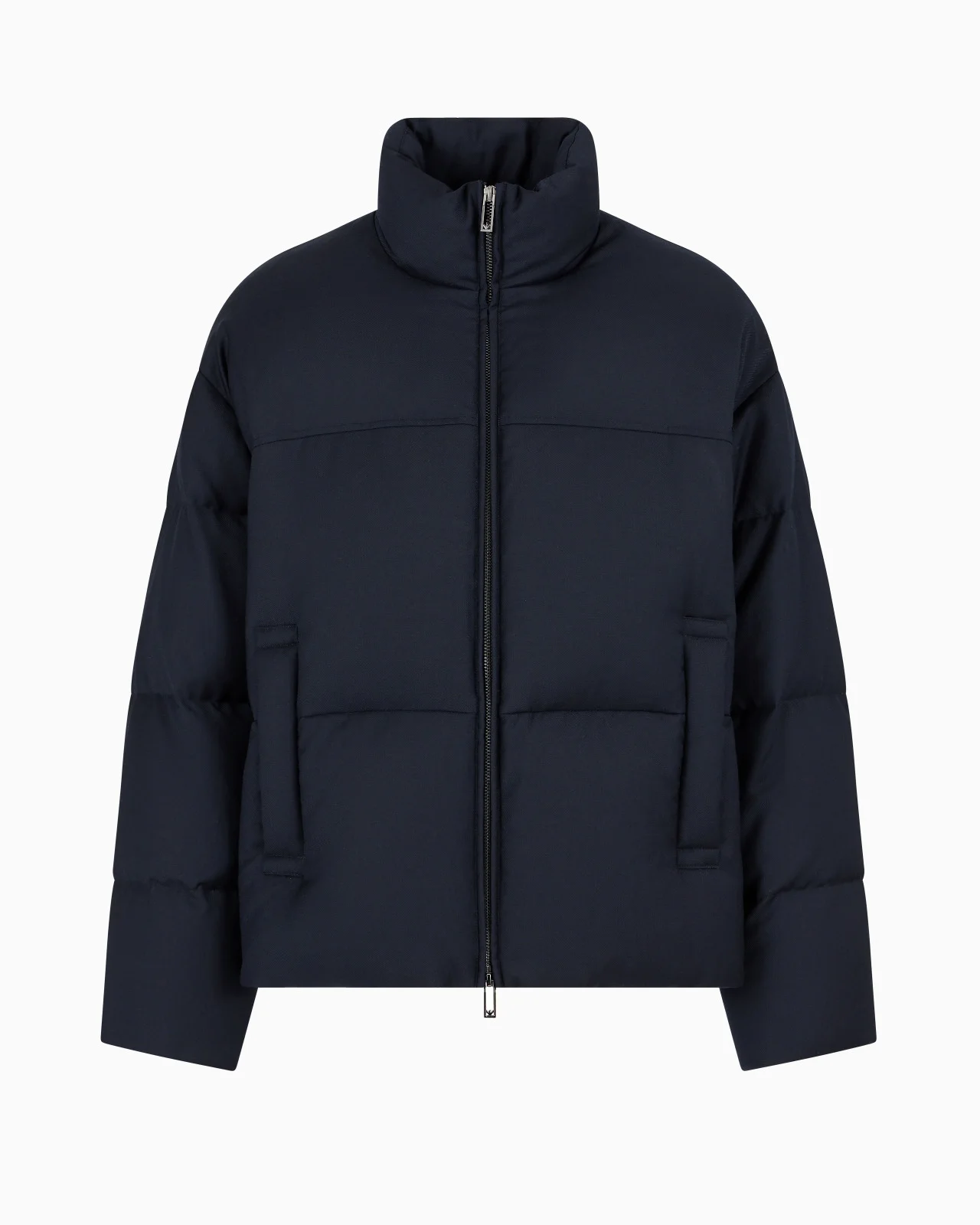 FULL-ZIP DOWN JACKET IN A QUILTED WOOL-BLEND TWILL - 1