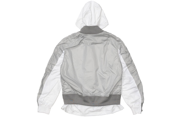 (WMNS) Nike x Sacai Layered Bomber Jacket 'Grey Fog' CV5686-097 - 2