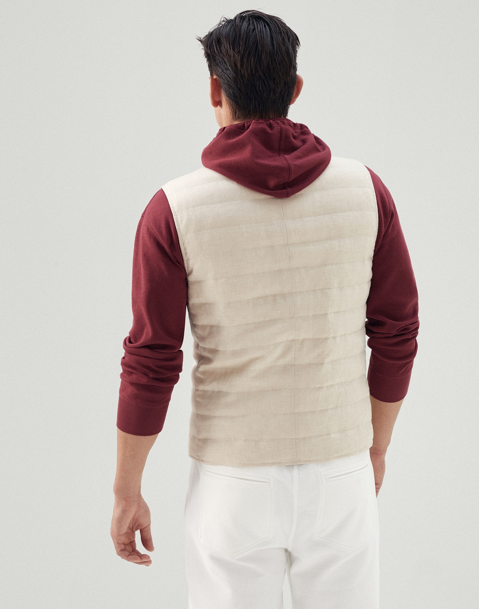 Linen and wool fresco lightweight down vest - 2