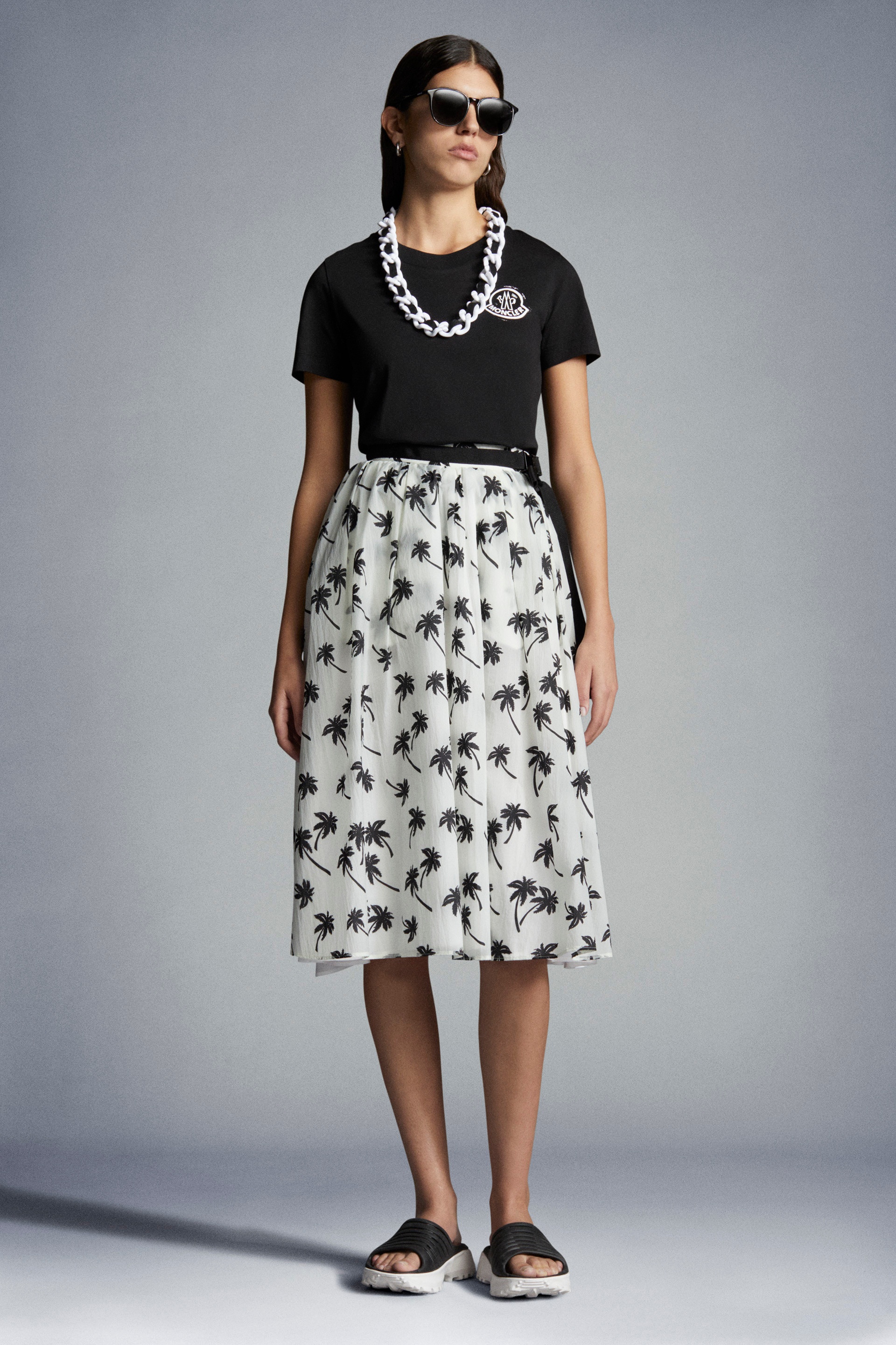 Palm Print Midi Skirt - 2