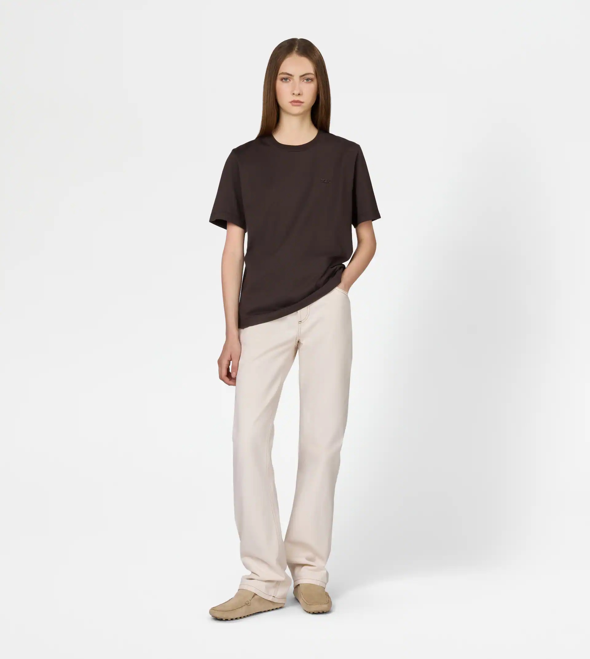 T-SHIRT IN JERSEY - BROWN - 2