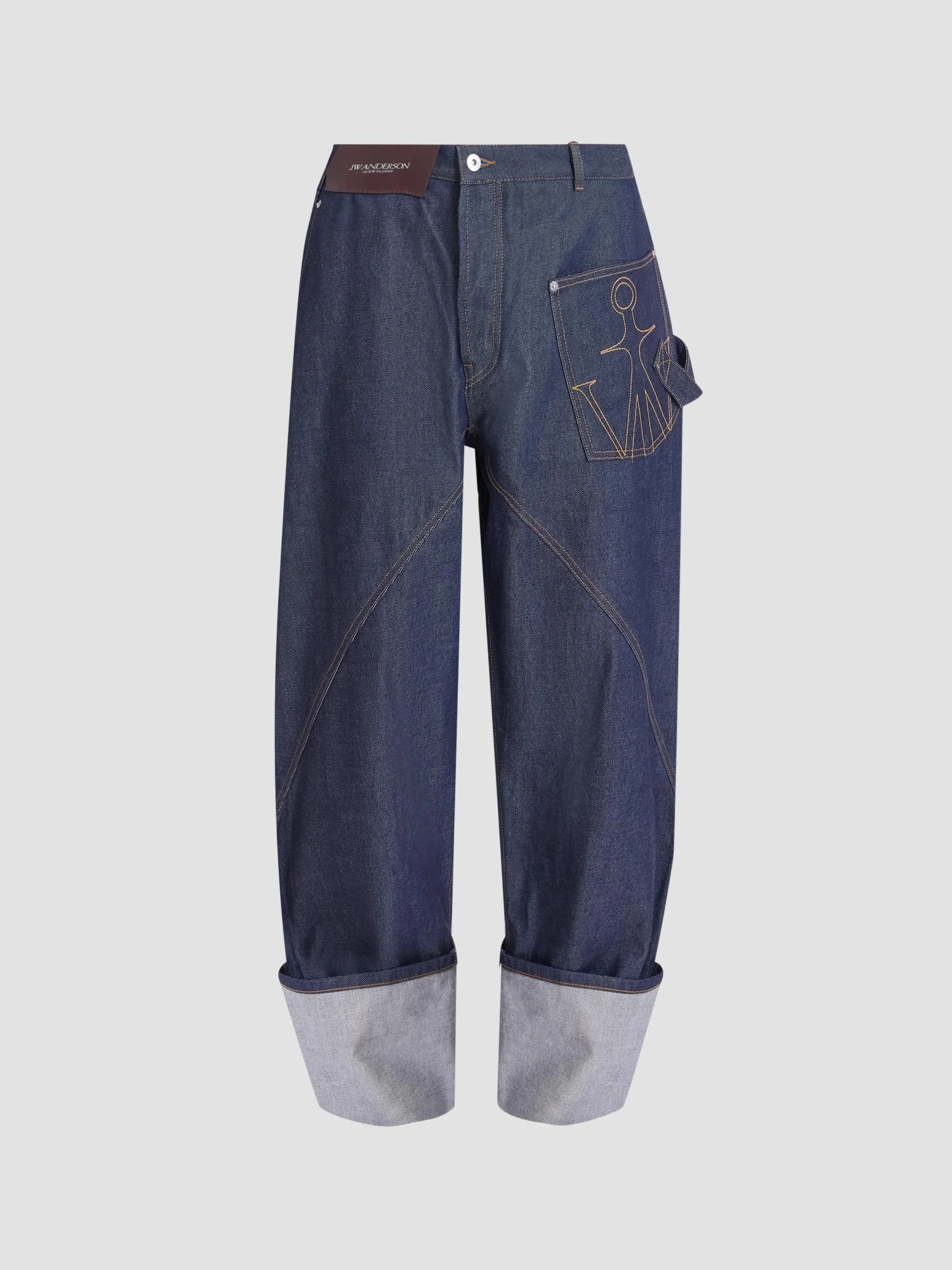 Men's Turn-Up-Cuff Workwear Jeans - Indigo - 1