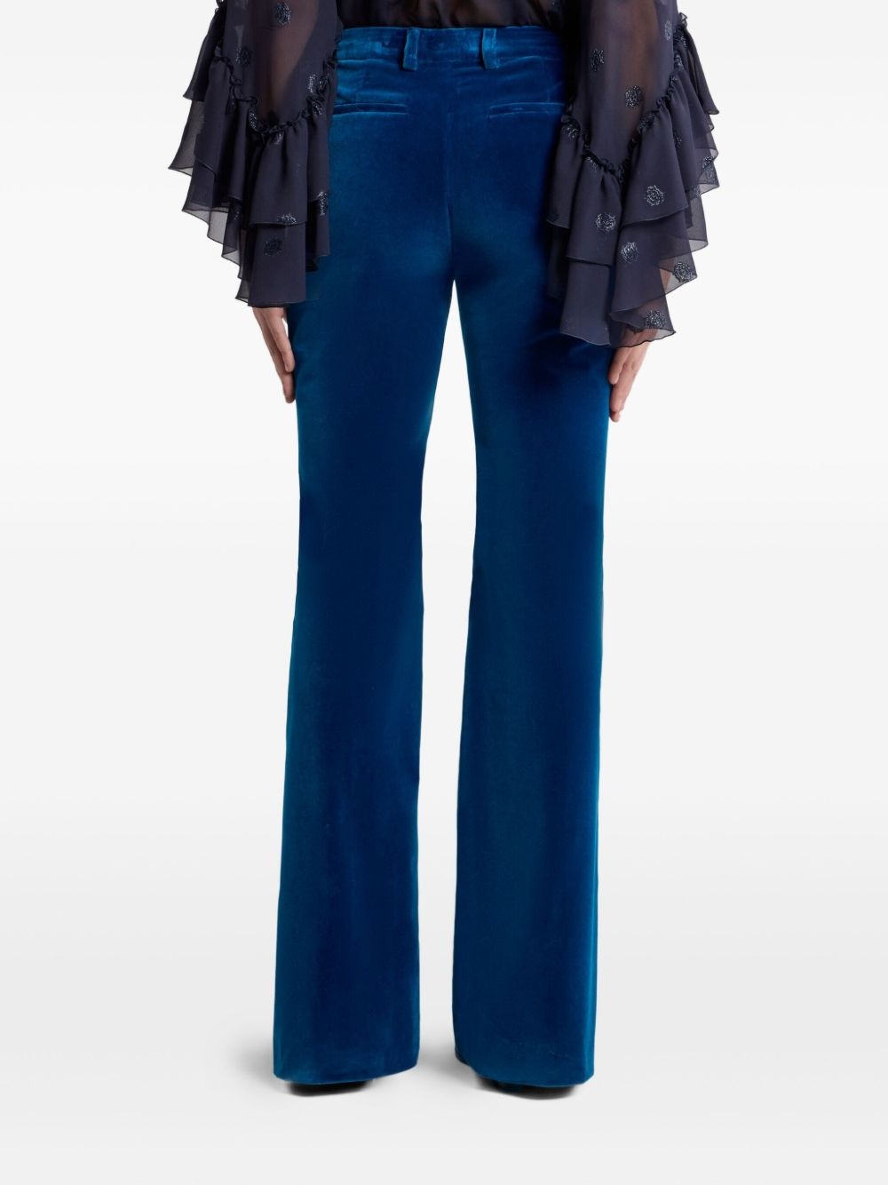 velvet flared trousers - 4