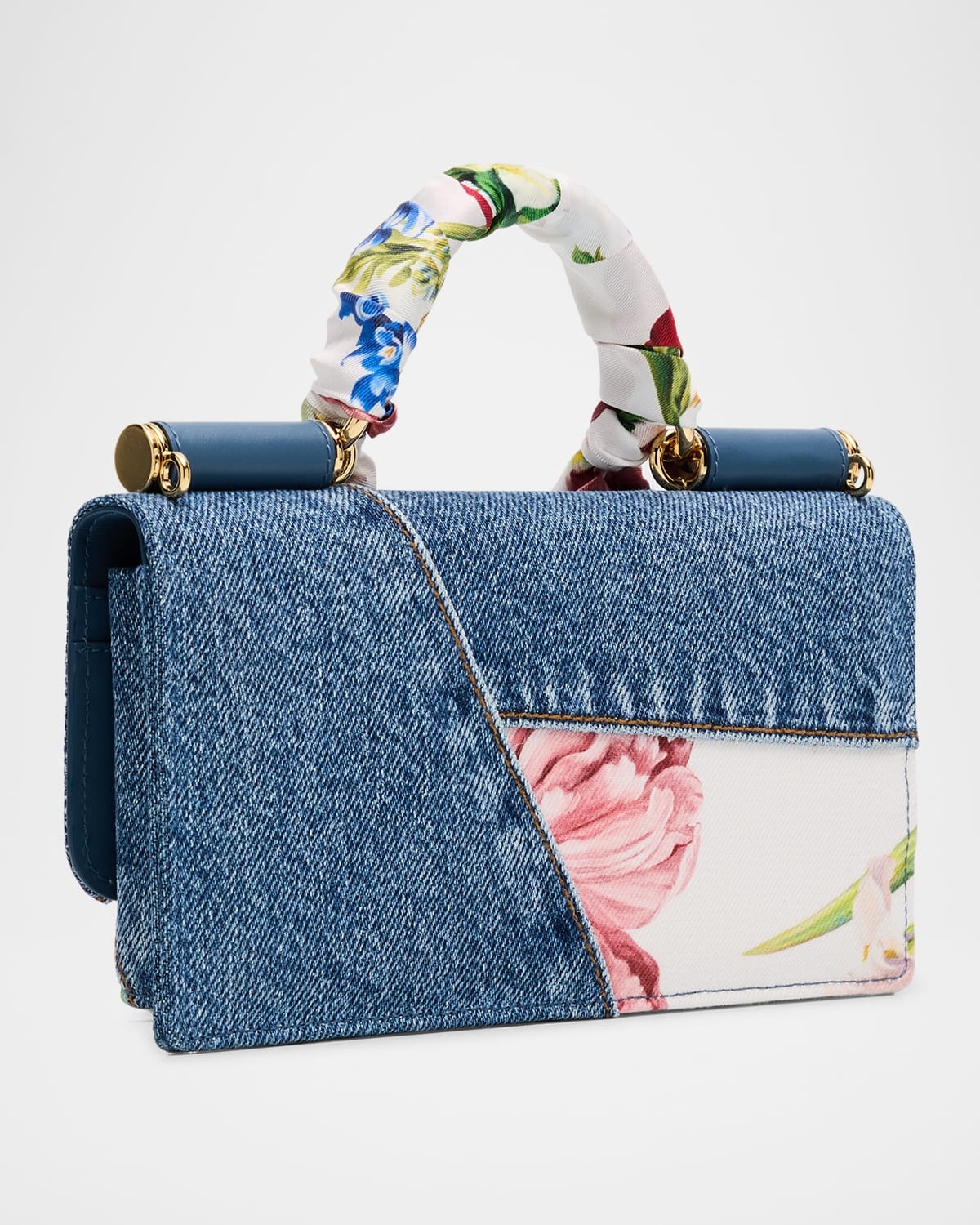 Sicily Floral Denim Wallet on Chain - 3