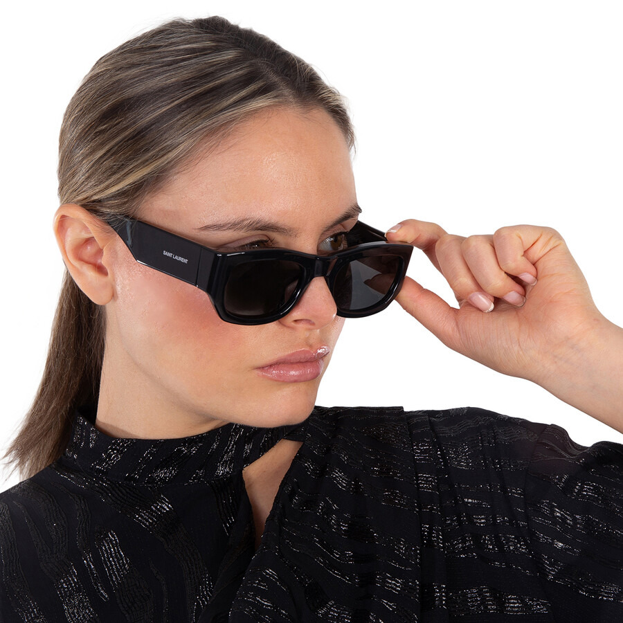 Saint Laurent Dark Grey Rectangular Ladies Sunglasses SL 713 001 53 - 2