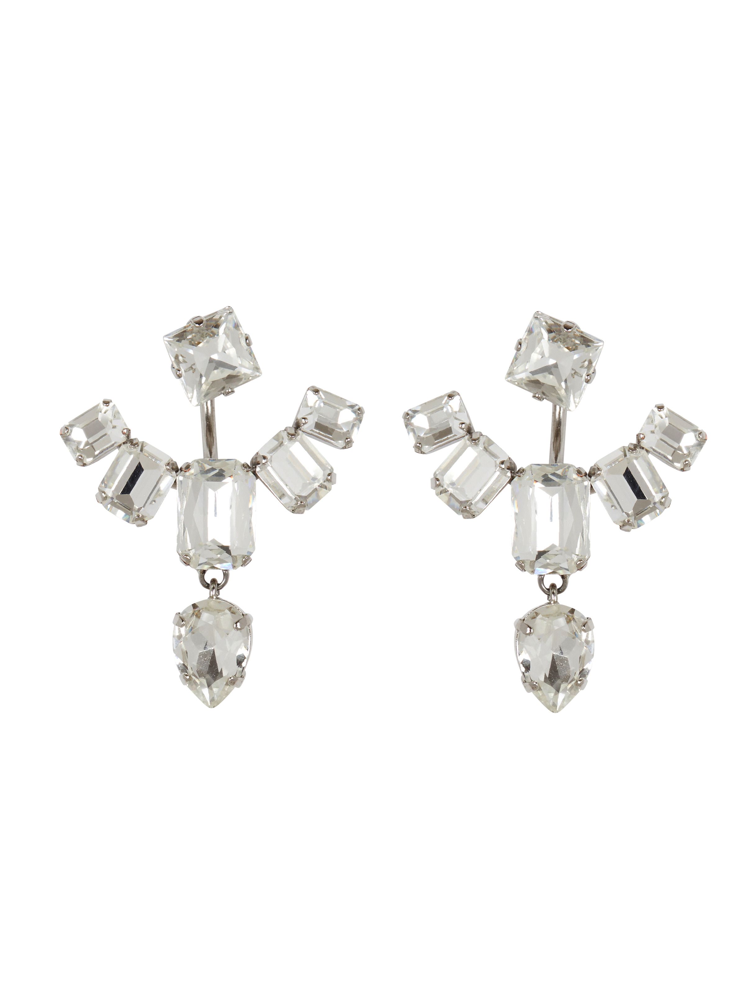 Large paved crystal pendant earrings - 1