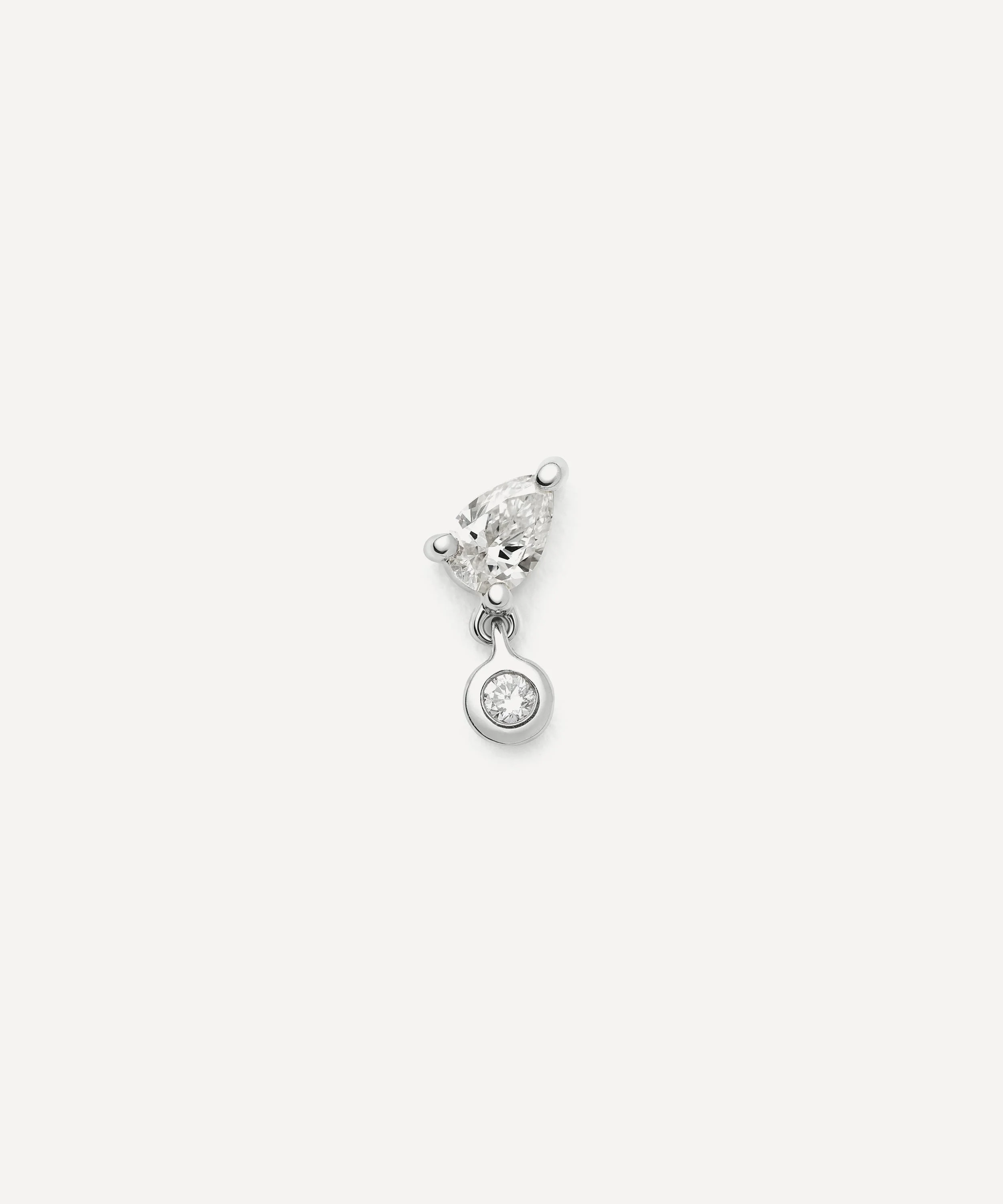 14ct White Gold Pear-Shaped Diamond Flat Back Stud Earring - 1
