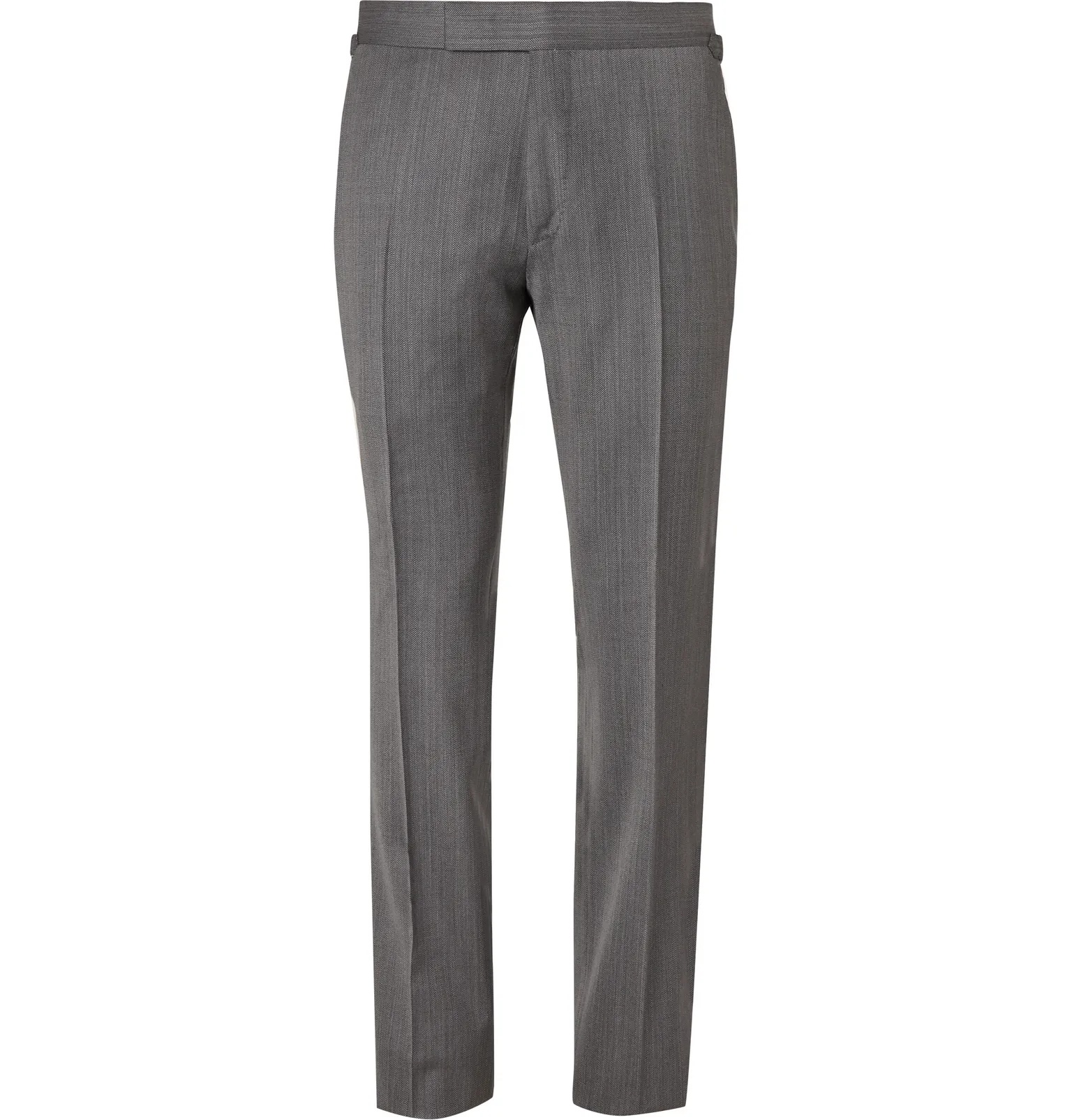 Slim-Fit Herringbone Wool and Silk-Blend Suit Trousers - 1