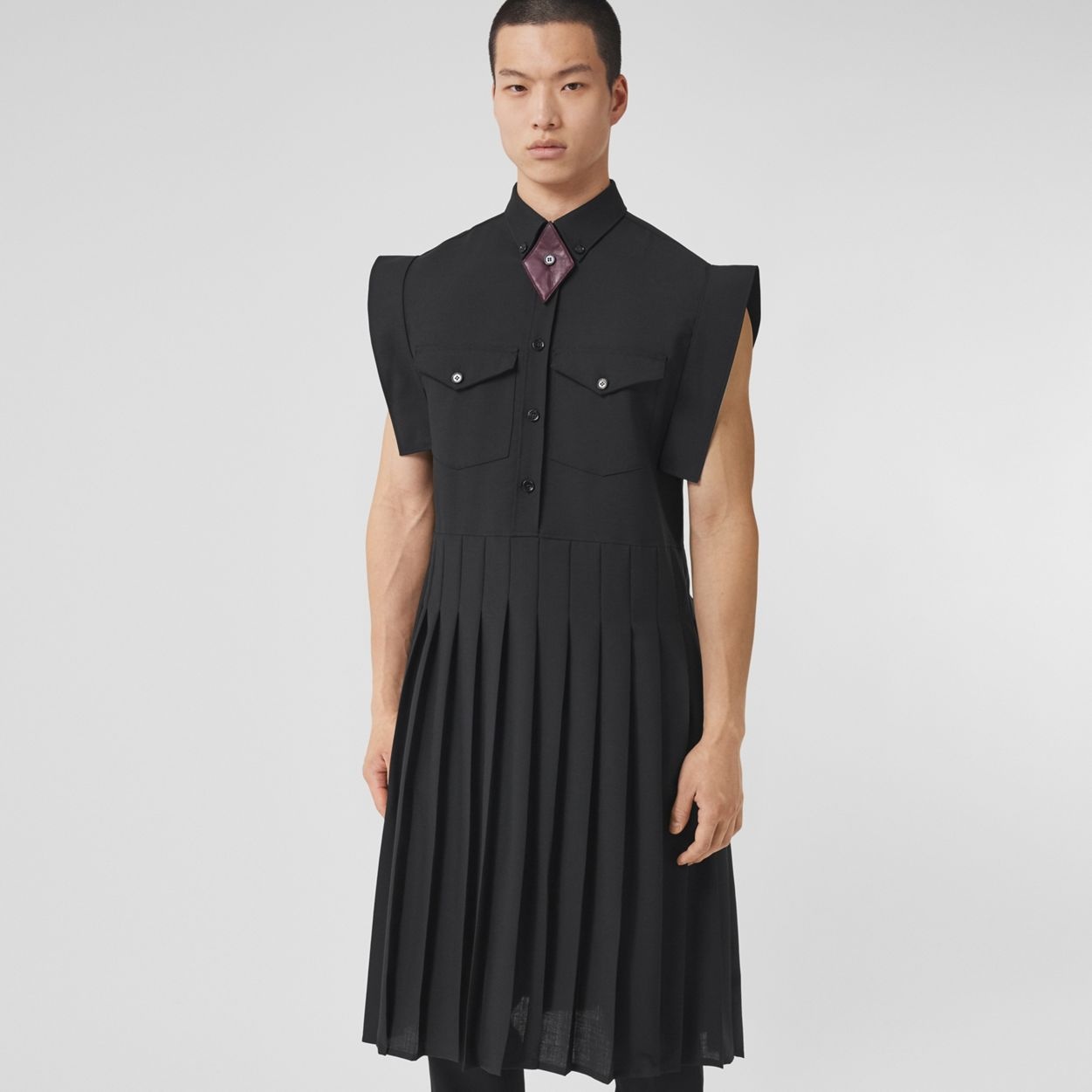 Mohair Wool Pleated Shirt Dress - 4