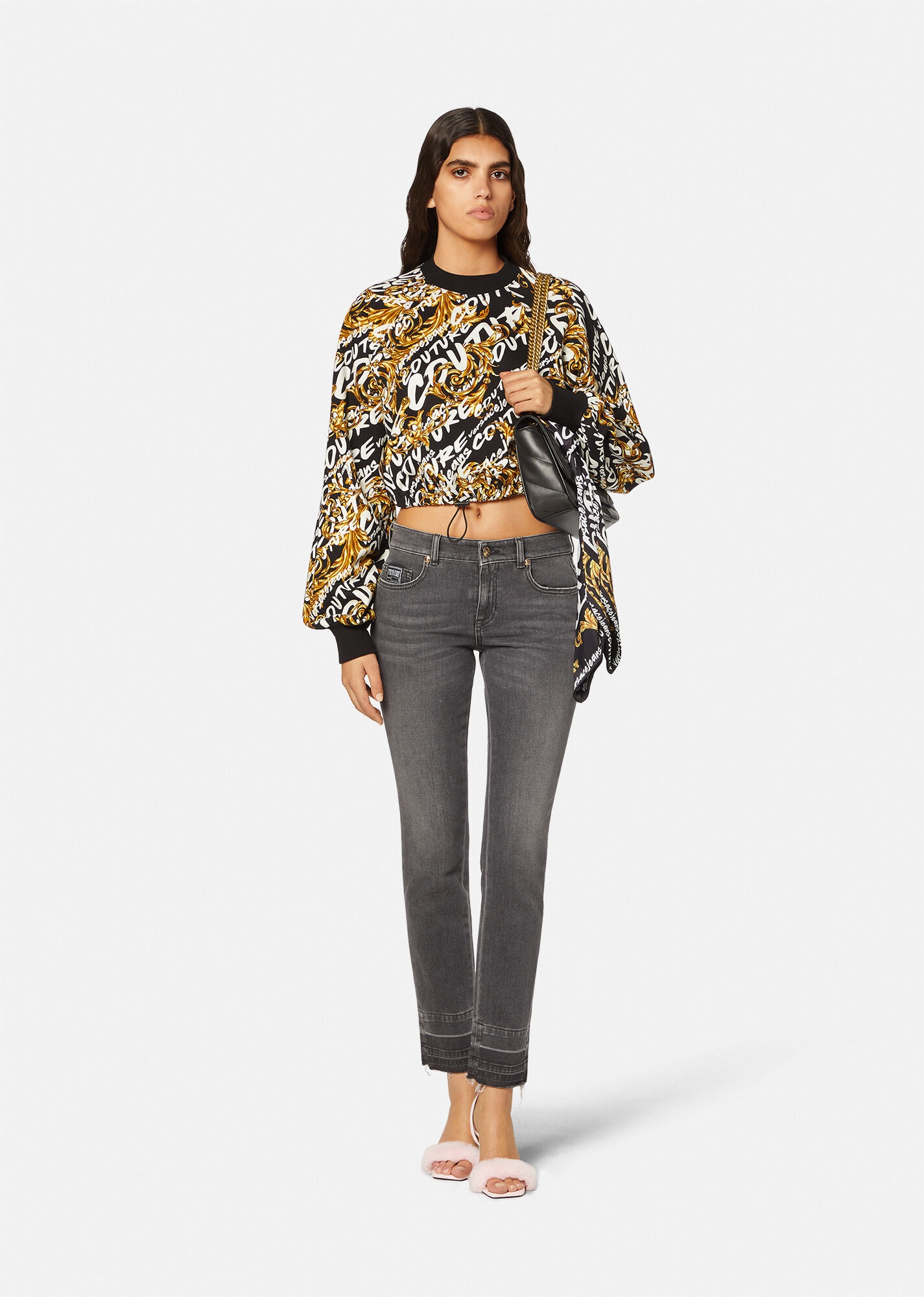 Logo Brush Couture Crop Sweatshirt - 2