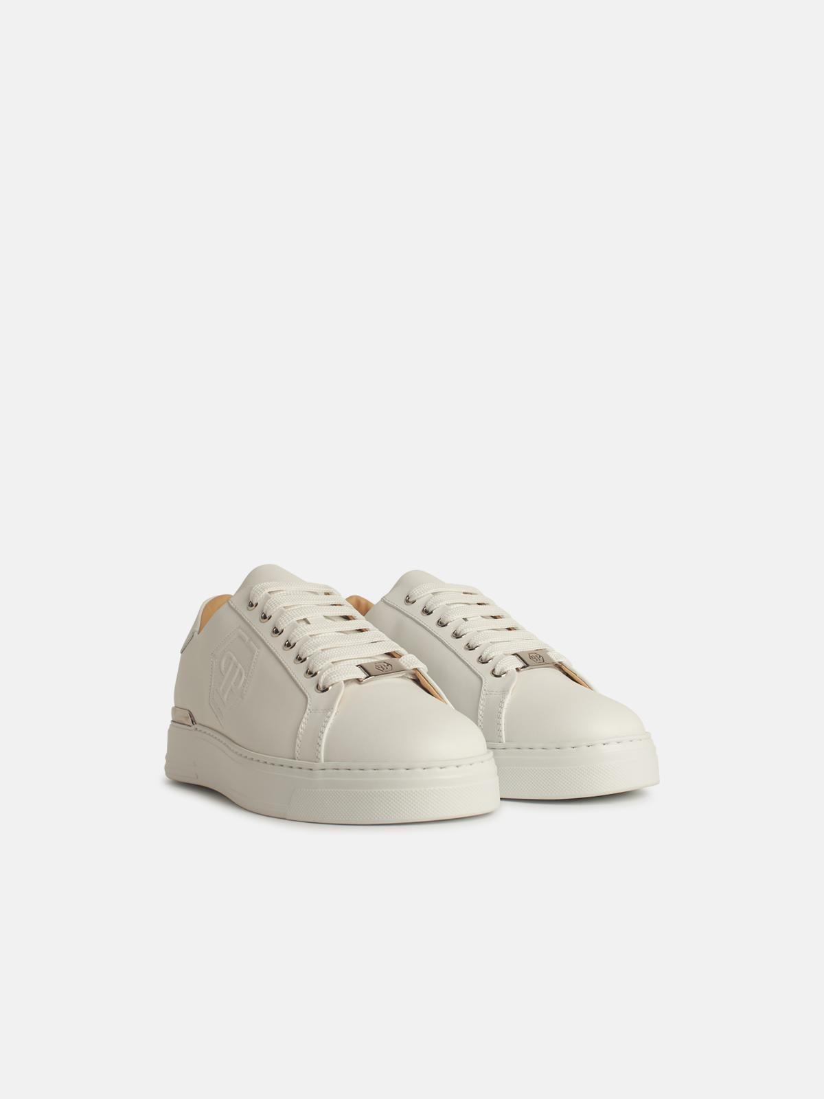 'HEXAGON' WHITE LEATHER SNEAKERS - 2
