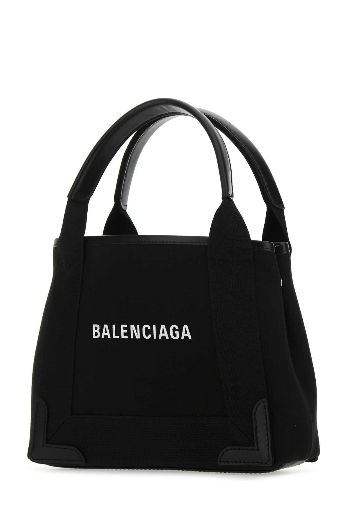 Balenciaga Women Black Canvas Cabas Navy Xs Handbag - 2