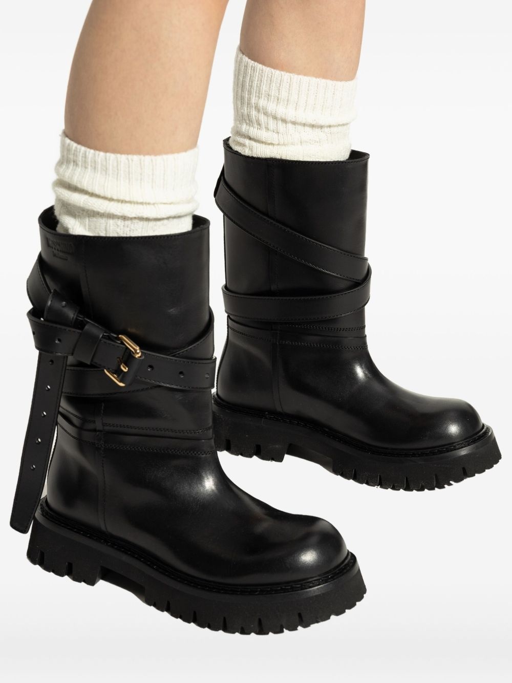 buckle-strap boots - 6