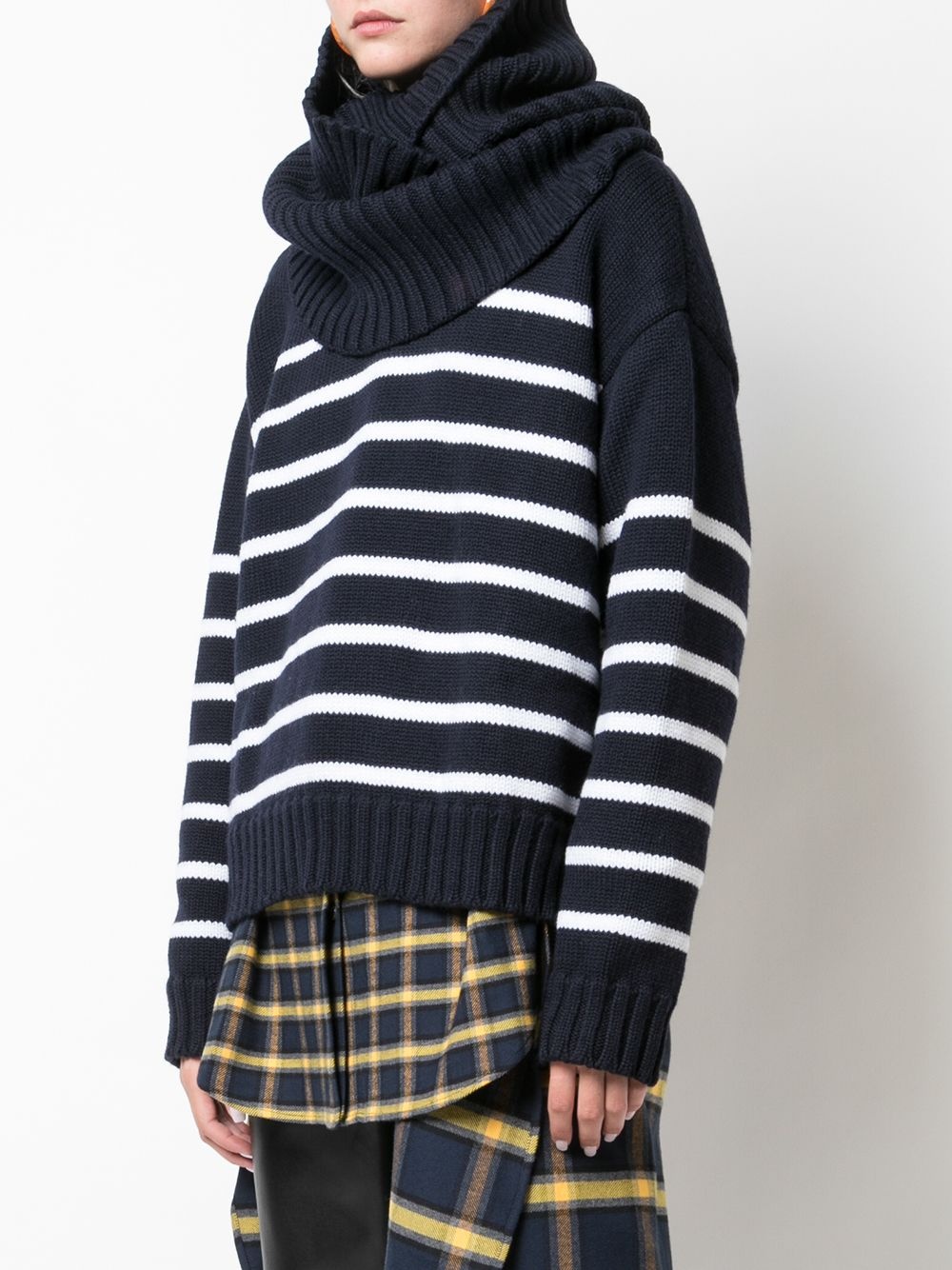 striped pattern scarf jumper - 3