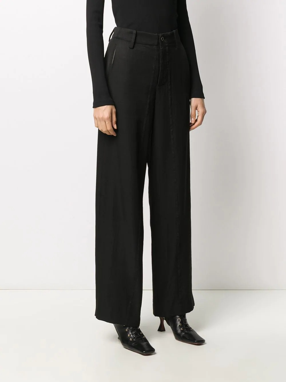 mid-rise wide leg trousers - 3