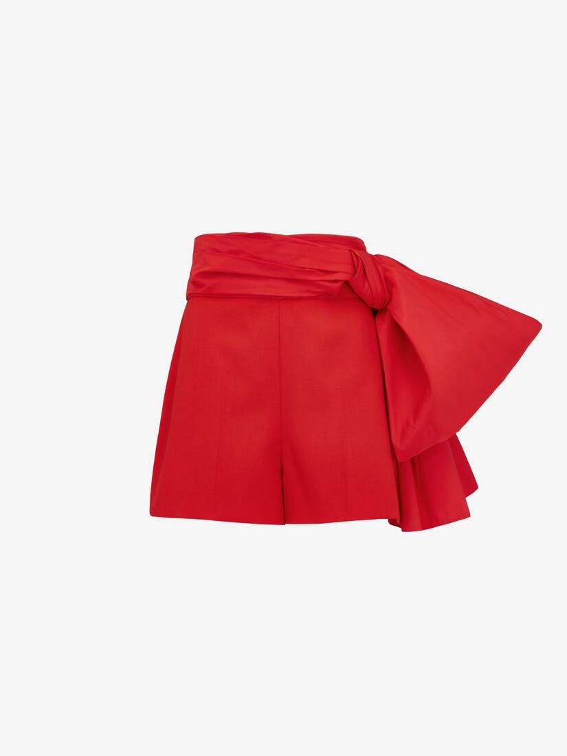 Women's Tailored Bow Shorts in Lust Red - 1