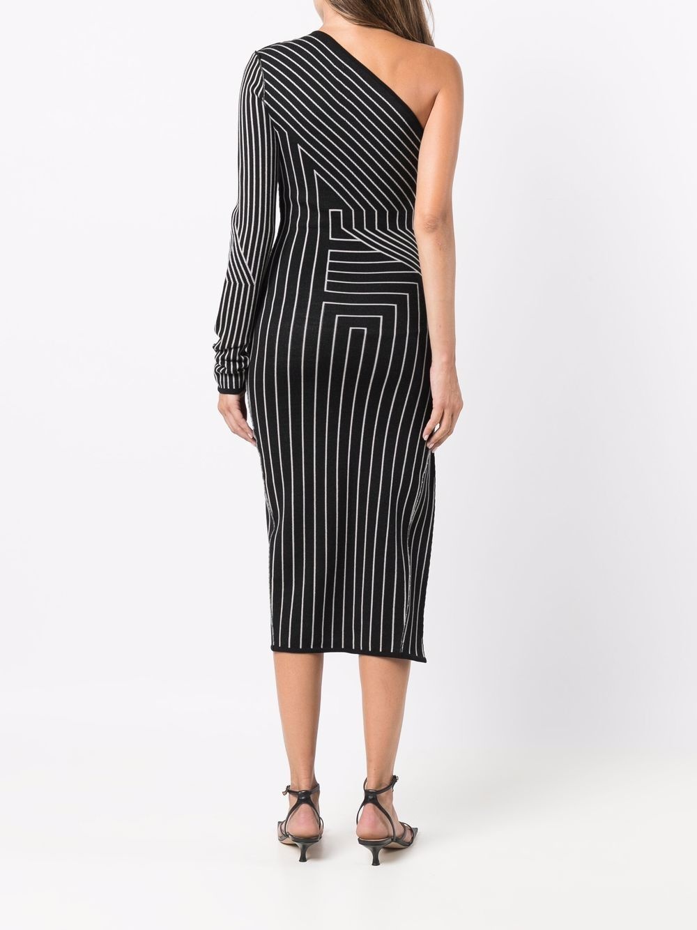 geometric stripe one-shoulder dress - 4