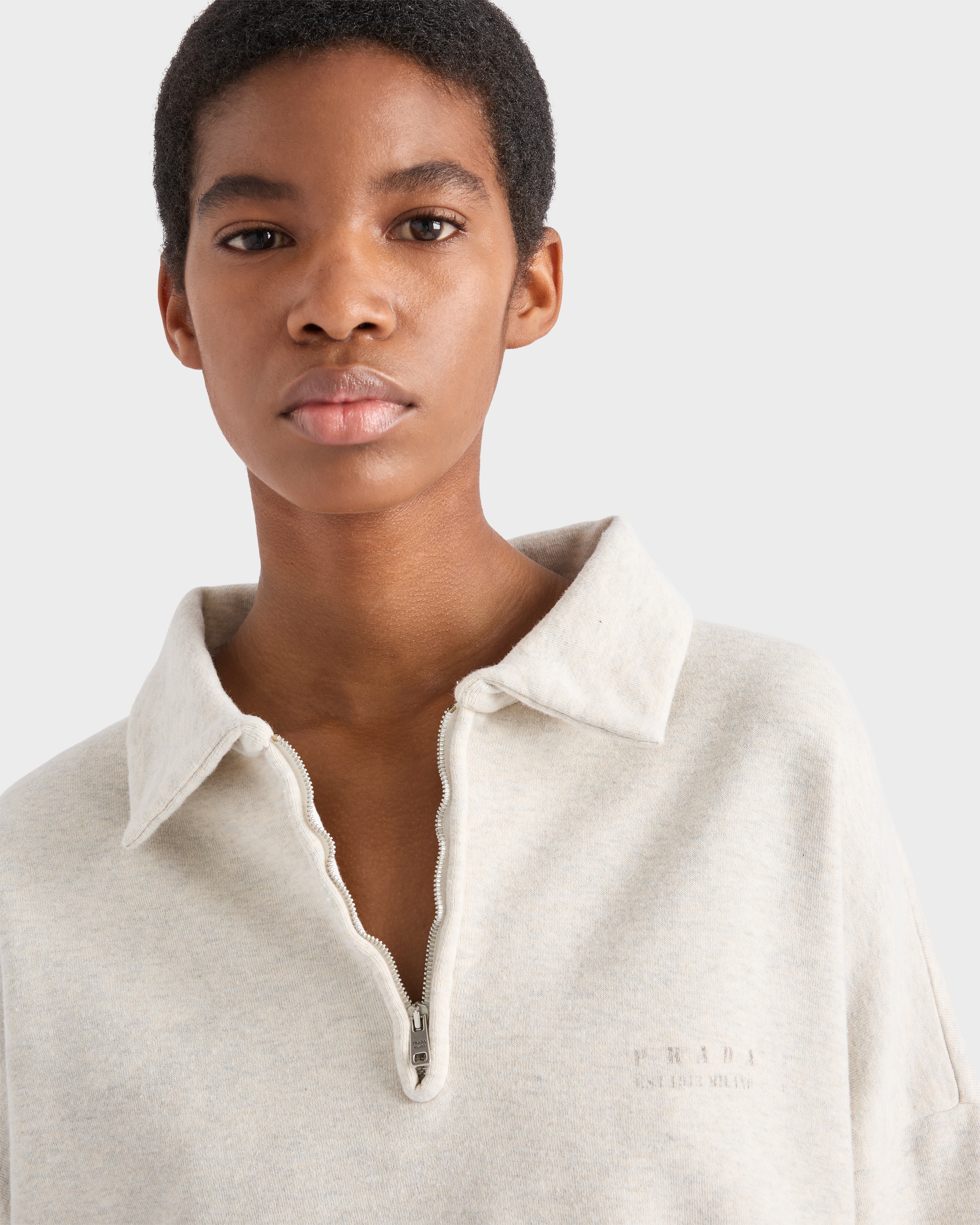 Long-sleeved cotton fleece polo shirt - 4