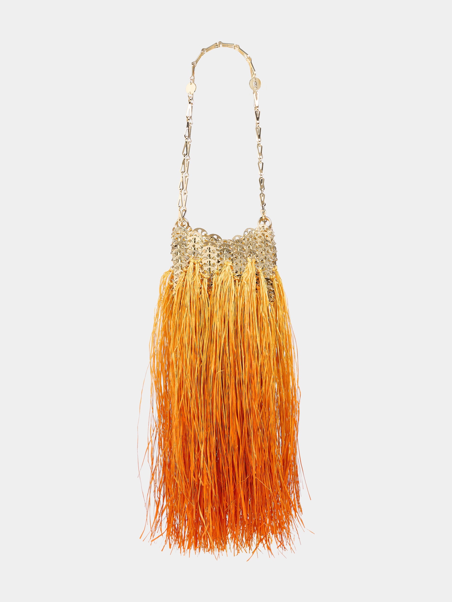 ICONIC GOLD 1969 NANO BAG HAND CRAFTED WITH RAFFIA FRINGES - 1