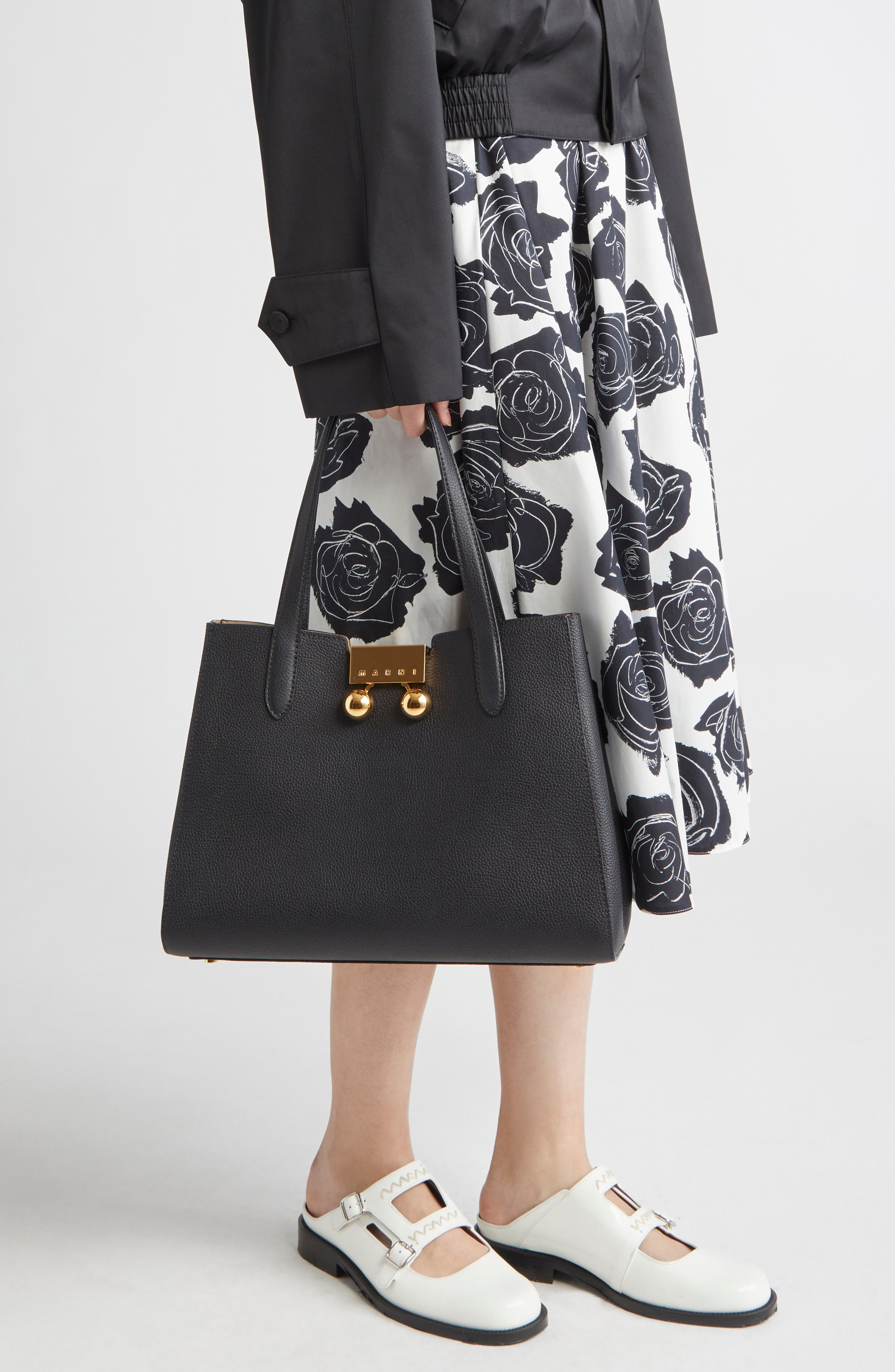 Marni Small Trunkaroo Leather Tote in Black at Nordstrom - 2