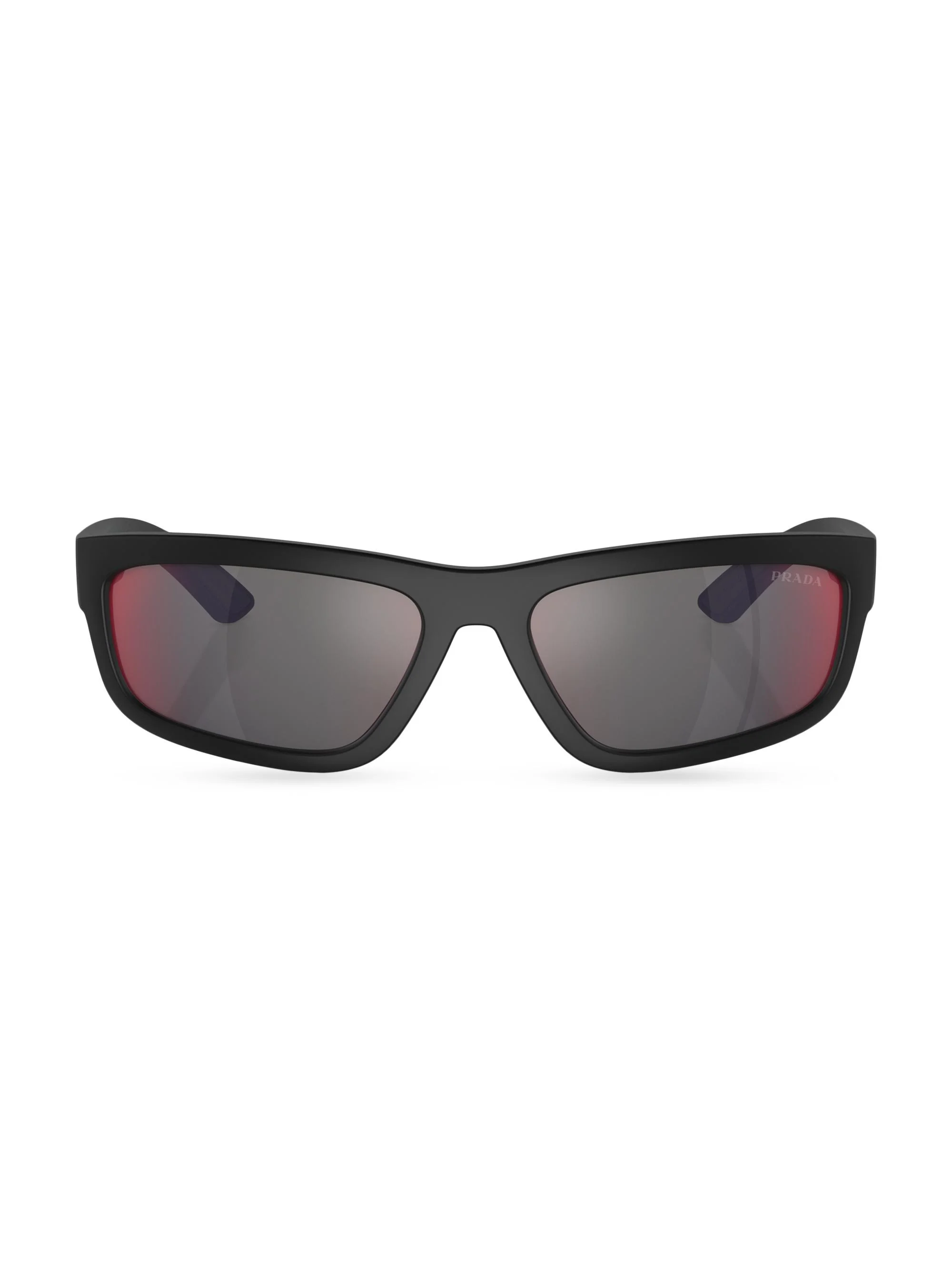 Men's PS 05ZS 59MM Rectangular Sunglasses - Black Rubber Red Mirror - 1