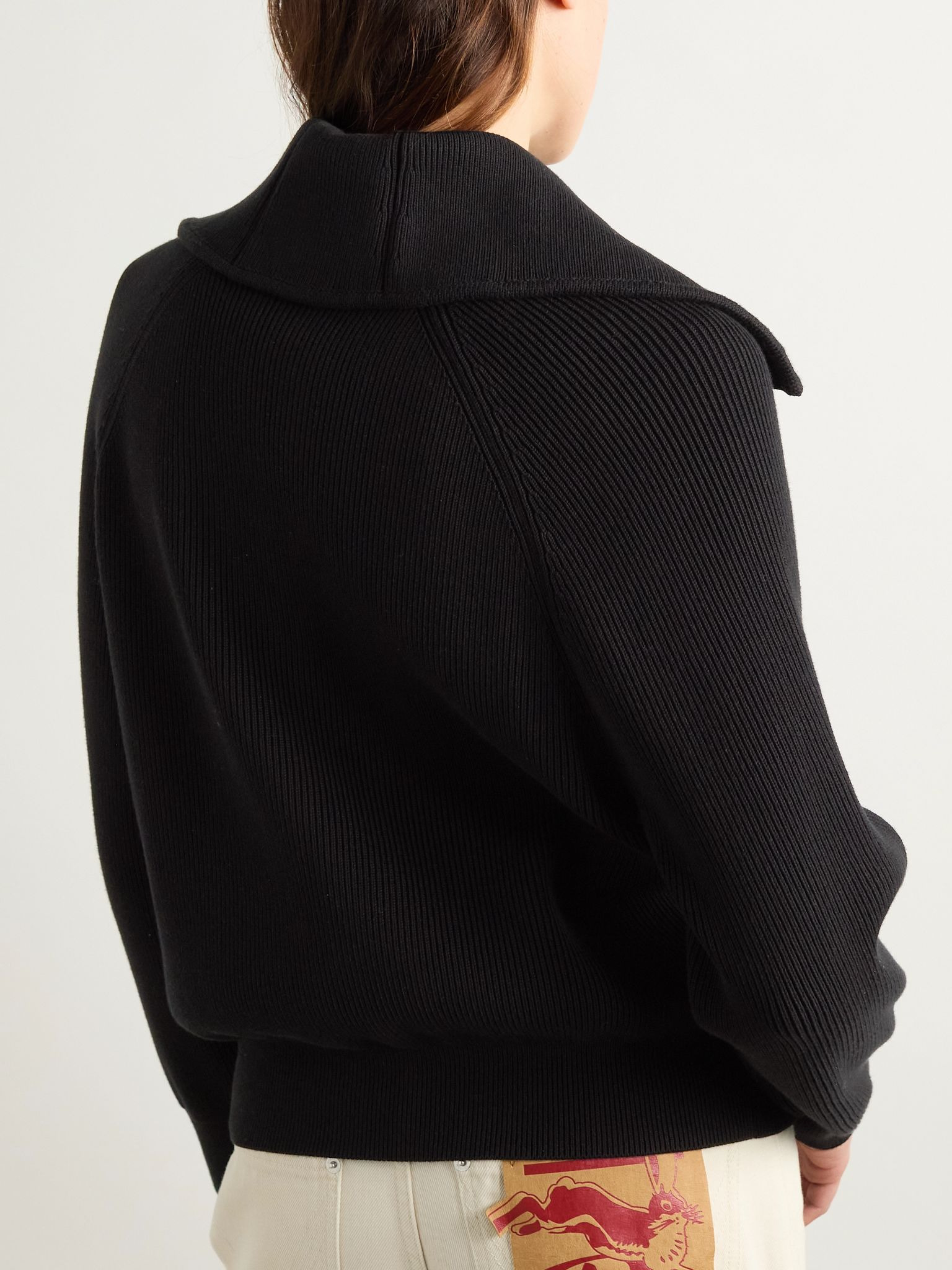 Ribbed cotton cardigan Black - 4