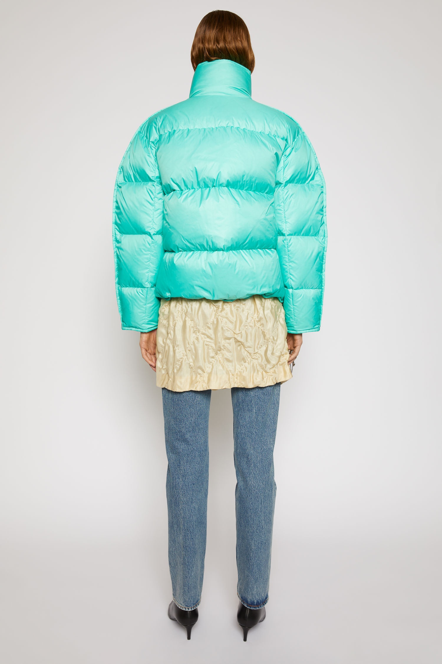 Cropped down jacket turquoise blue - 4